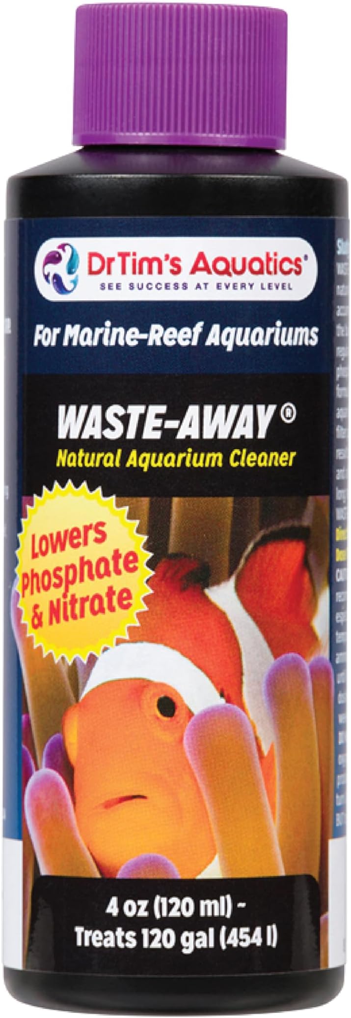 Dr.Timโs Aquatics Waste-Away Natural Aquarium Cleaner โ 4 oz โ Sludge Busting Formula for Saltwater & Freshwater Tanks โ Improves Circulation, Breaks Down Hidden Organic Waste