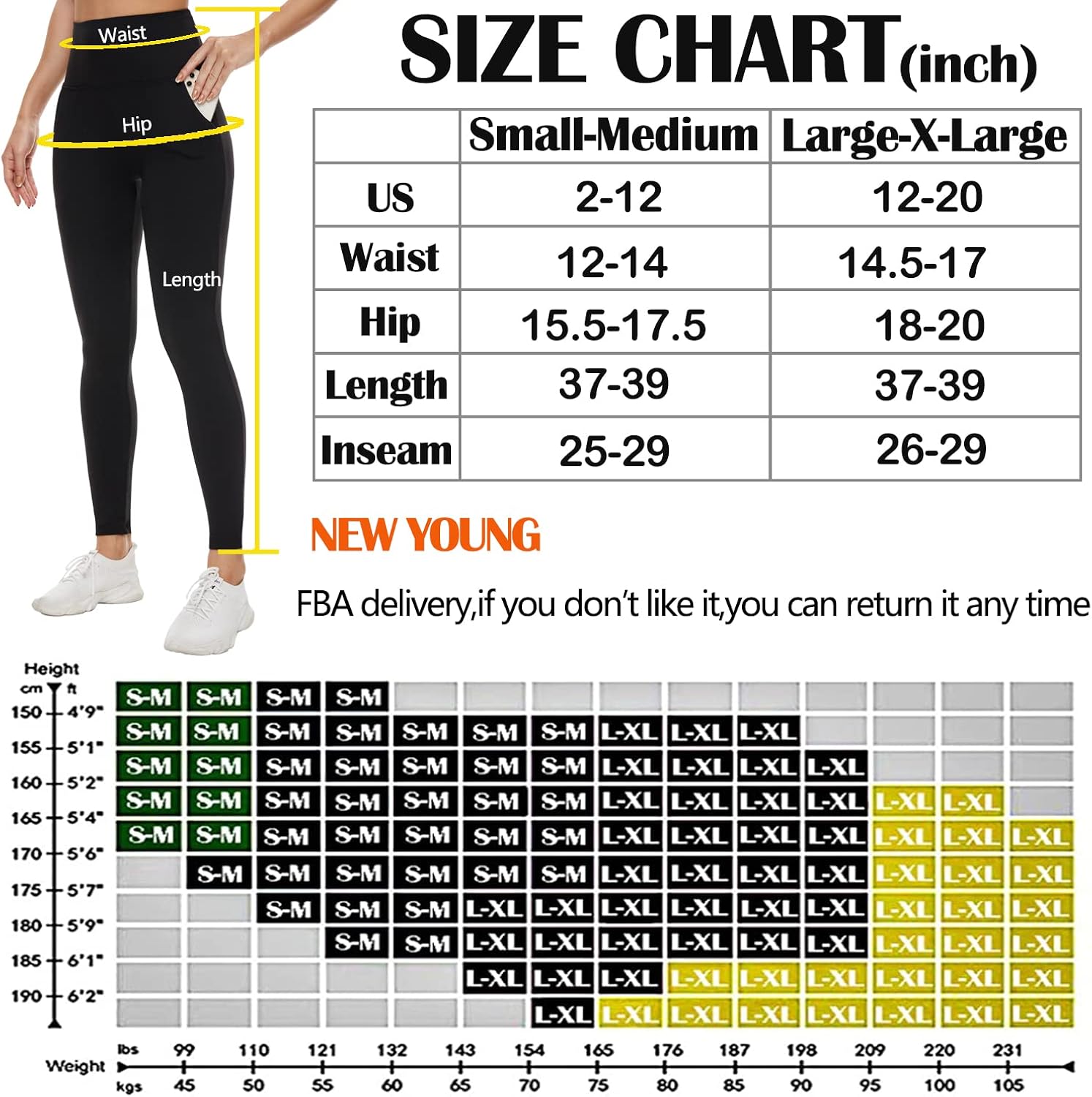 NEW YOUNG 3 Pack Leggings with Pockets for Women,High Waisted Tummy Control Workout Yoga Pants : Clothing, Shoes & Jewelry