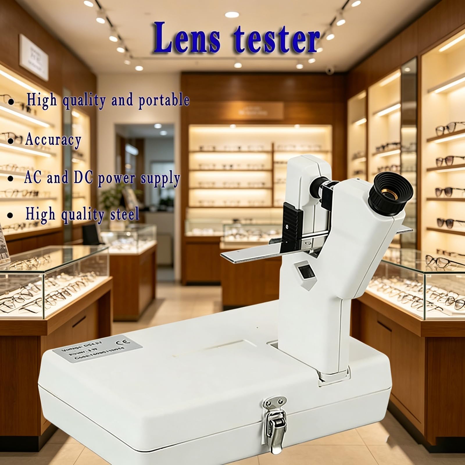 MObyat Apparecchio per optometria elettrica delle Lenti, frontifocometro Ottico per Lenti con Lettura Regolabile e Scala precisa, Test Lenti da 20 mm a 80 mm, Regolazione diottrica -5D~+5D