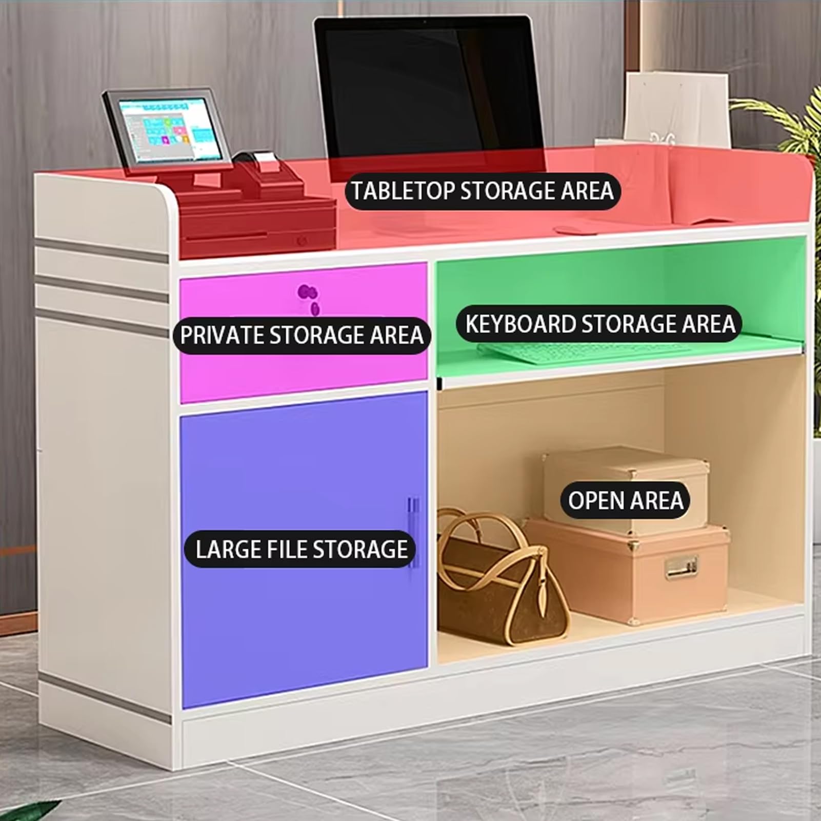 Recept Desk moderno, banco vendita al dettaglio con Ders chiudibile a chiave, tavolo da ingresso semplice per casa e ufficio, tavolo da 80 cm/31,4 pollici per aziende
