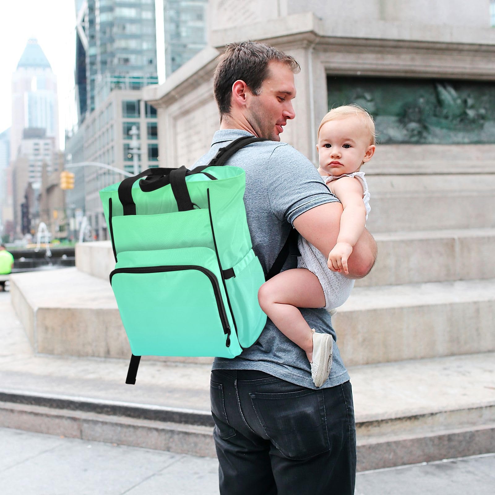 Bolsas de pañales grandes unisex para viajes, color verde degradado