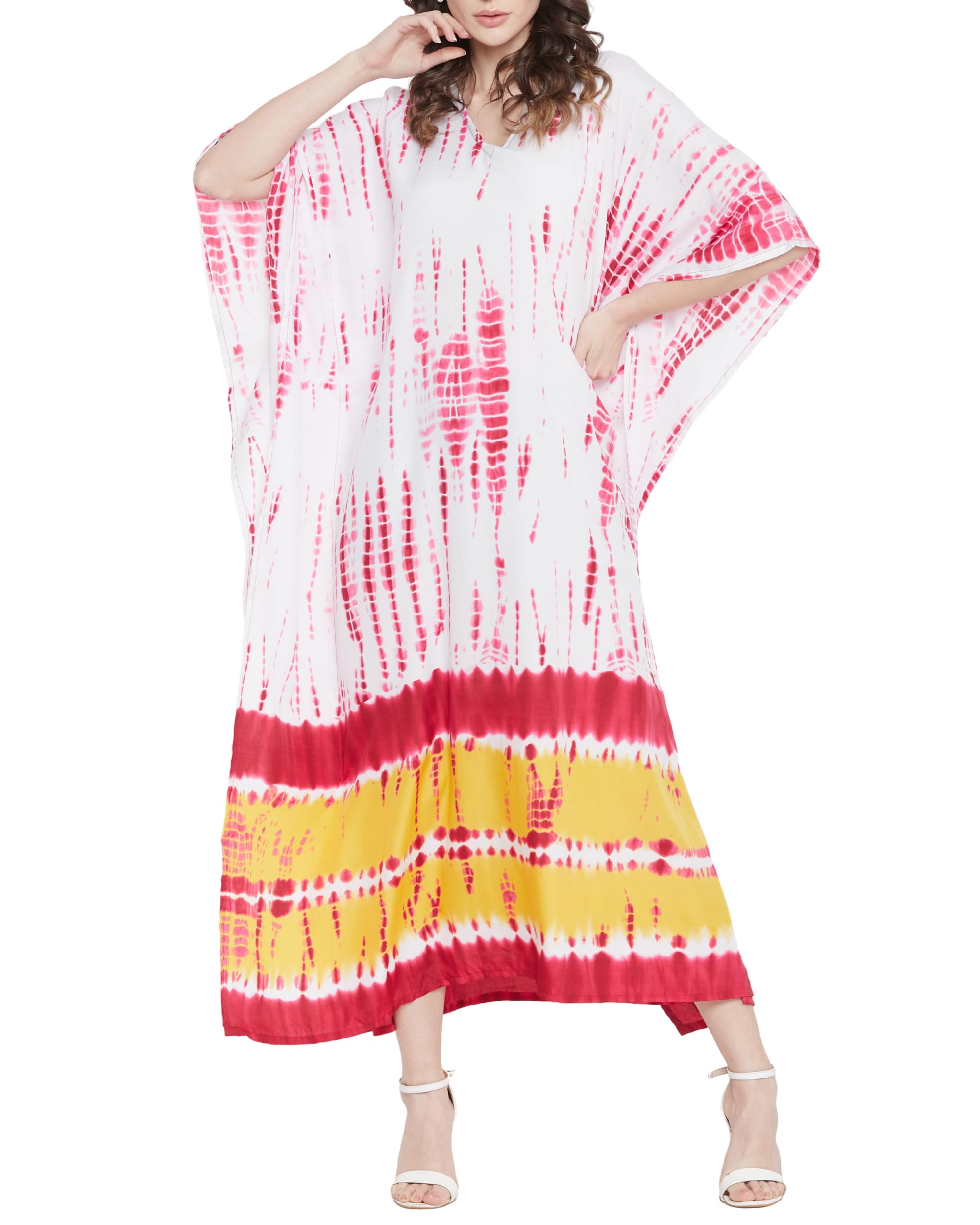Oussum Women Kaftan Plus Size Polyester Summer Lightweight Caftan Swimsuit Cover Ups Maxi African Mumu Lounge House Dress