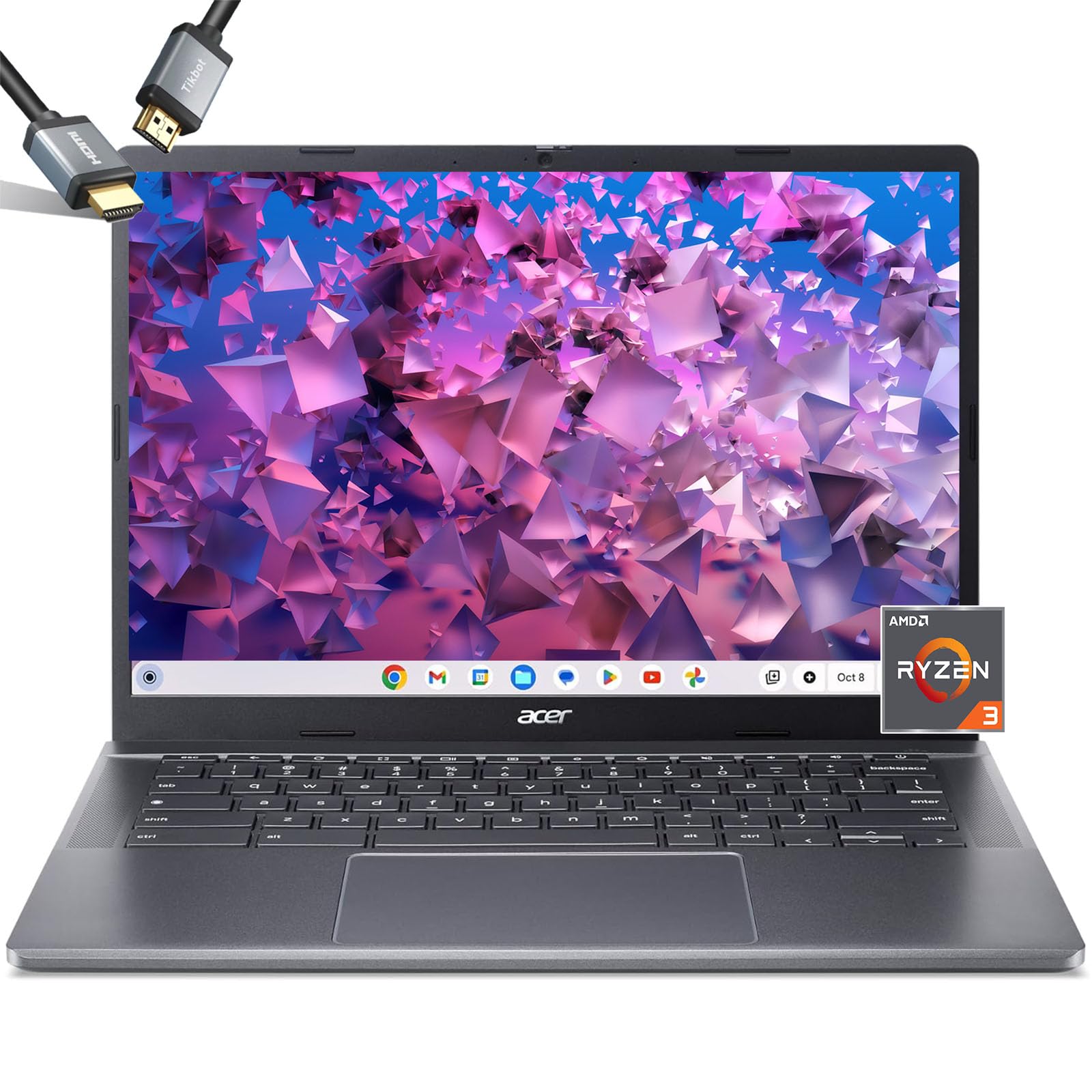 Acer Chromebook Laptop Touchscreen 2024-8GB RAM - 256GB PCIe SSD - Backlit Keyboard - 14inch WUXGA Display - AMD Ryzen 3-7320C - Google Chrome - HDMI - Mini Laptop - School Student