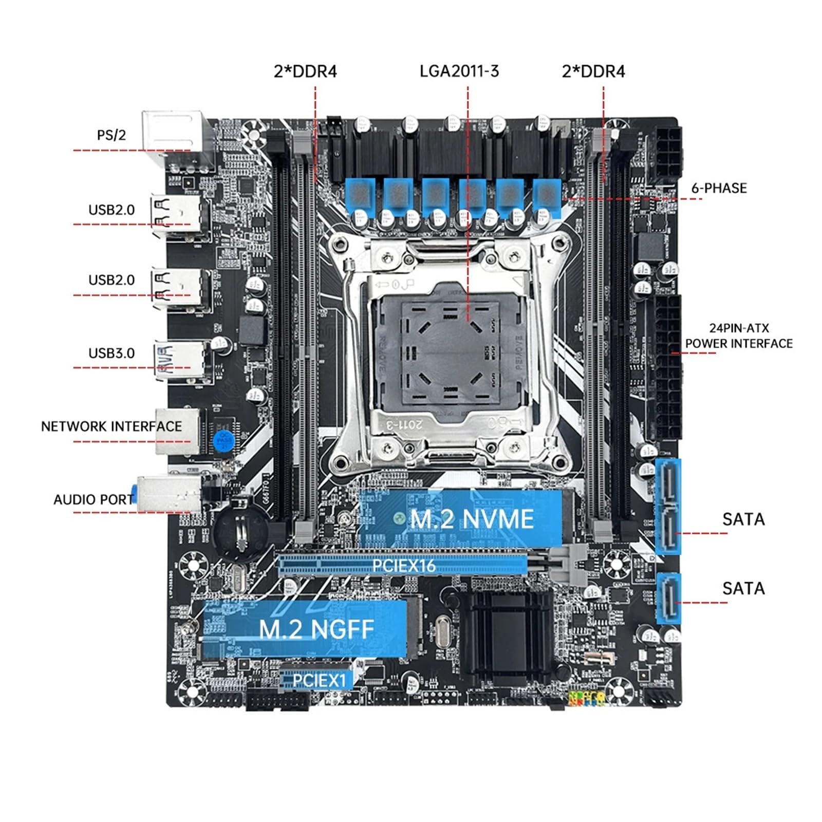 Placa Base for Juegos X99 con CPU Xeon E5 2680 V4 y Memoria DD4 de 32 GB (2 x 16 GB) a 2133 MHz, NVME M.2 3 for Ordenadores de Escritorio.(Motherboards)