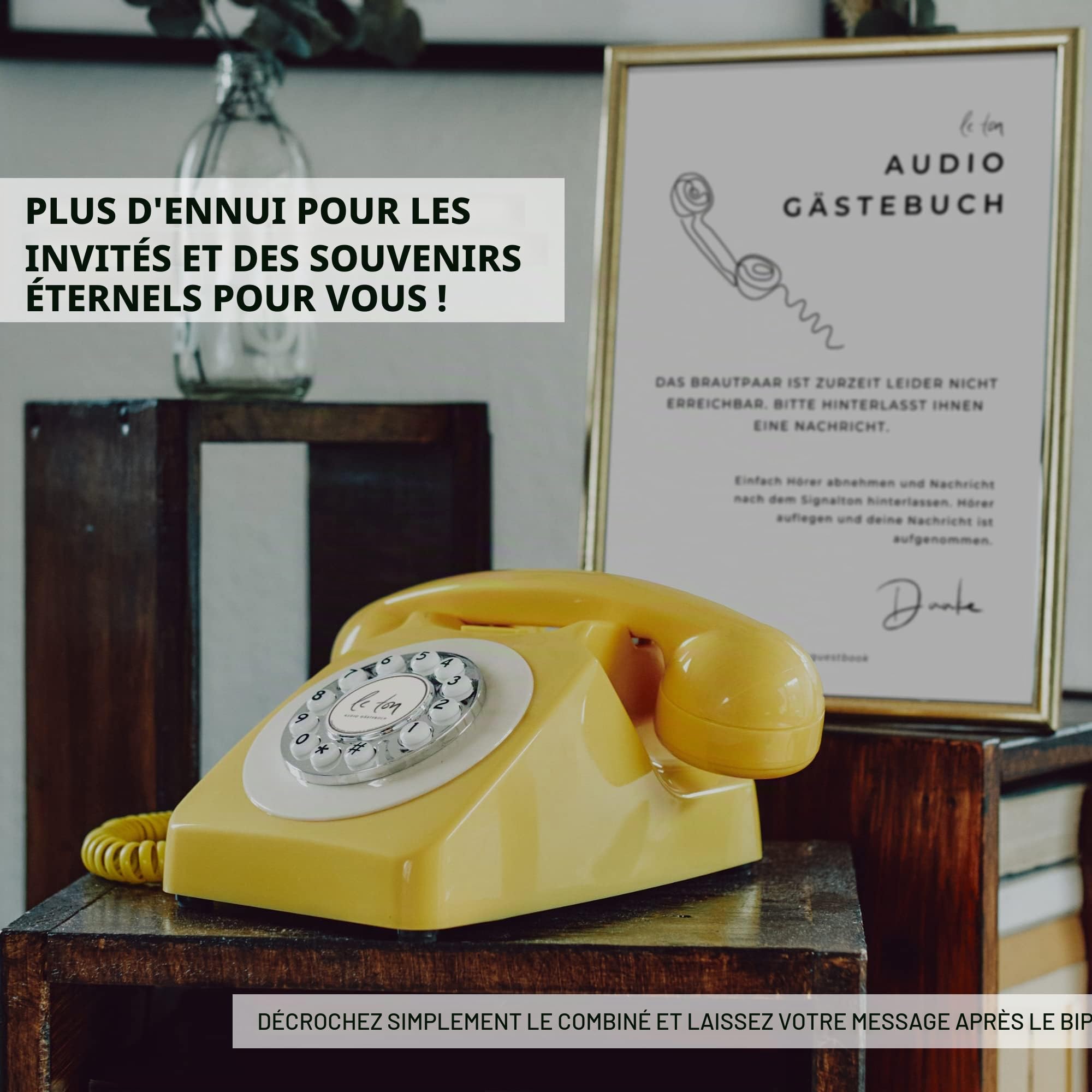 LE TON Livre d'or audio, beige, téléphone pour mariage et événements, téléphone invité, téléphone de mariage