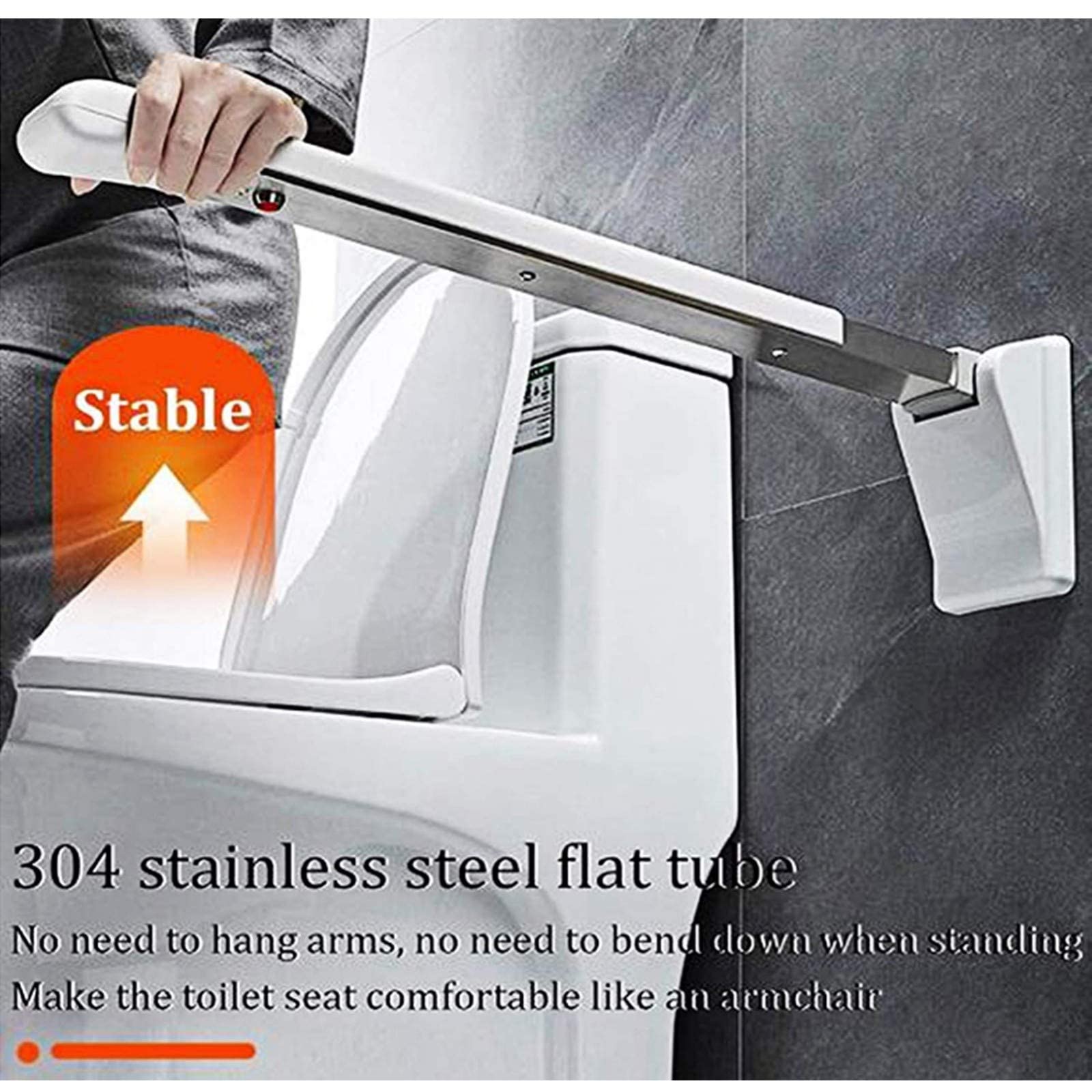 WC pared Mango de Apoyo,Barra de Seguridad para las Personas Mayores | Barra Baño Minusválido Plegable 90° Acero Inoxidable 304, Asidero Ducha Antideslizante Soporta Hasta 300 kg
