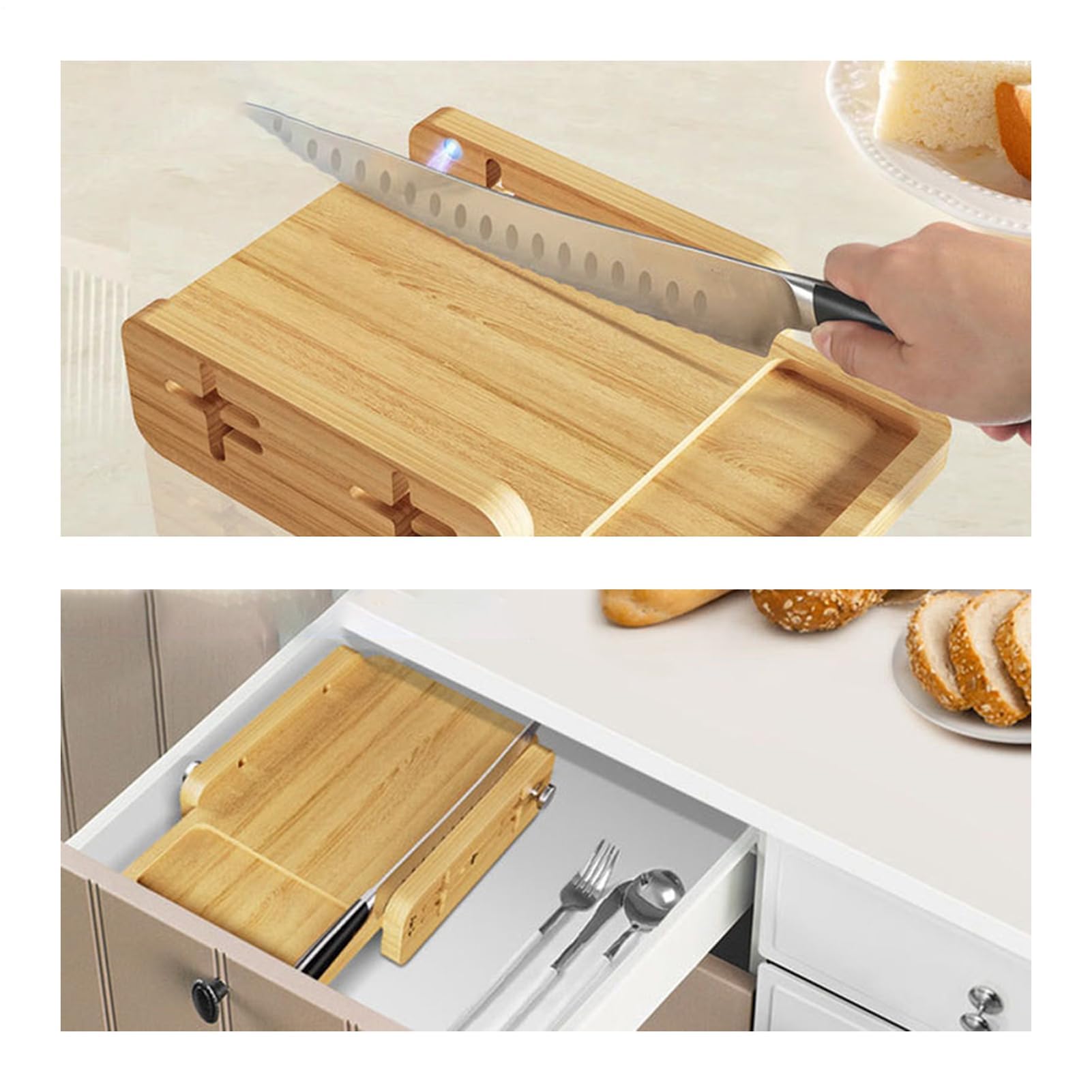 Affettatrice per pane – Guida di taglio regolabile in legno, 27 x 18 x 6 cm, per fette uniformi, pane fatto in casa, utensile da cucina per panini domestici, perfetto per panini e pasti