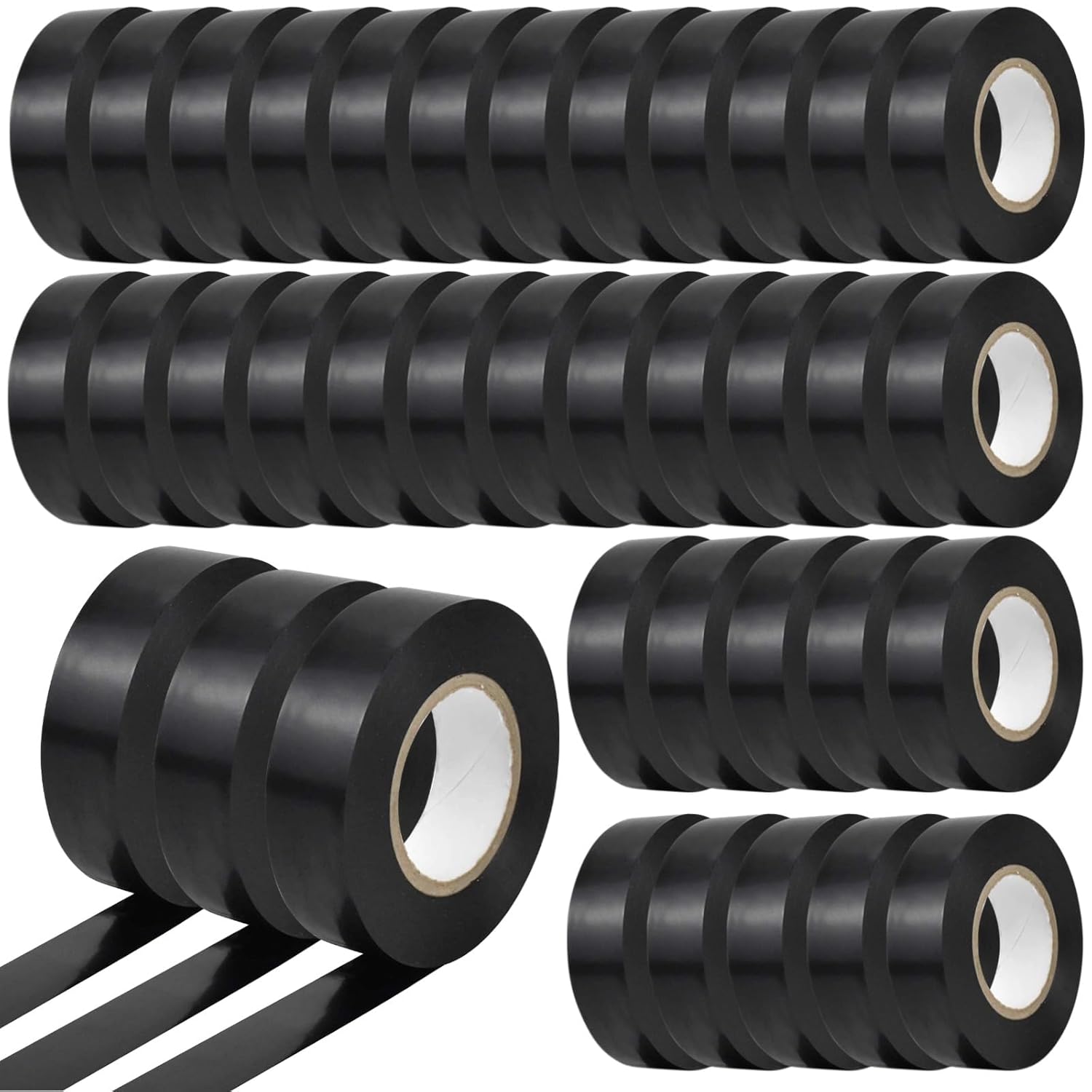 ZALIR 60 Rolls Black Electrical Tape, All Weather Waterproof, Heavy Duty Outdoor Wiring Insulation, High Voltage 600V Flame Retardant PVC, 0.75 in x 33 ft/19 mm x 10 m