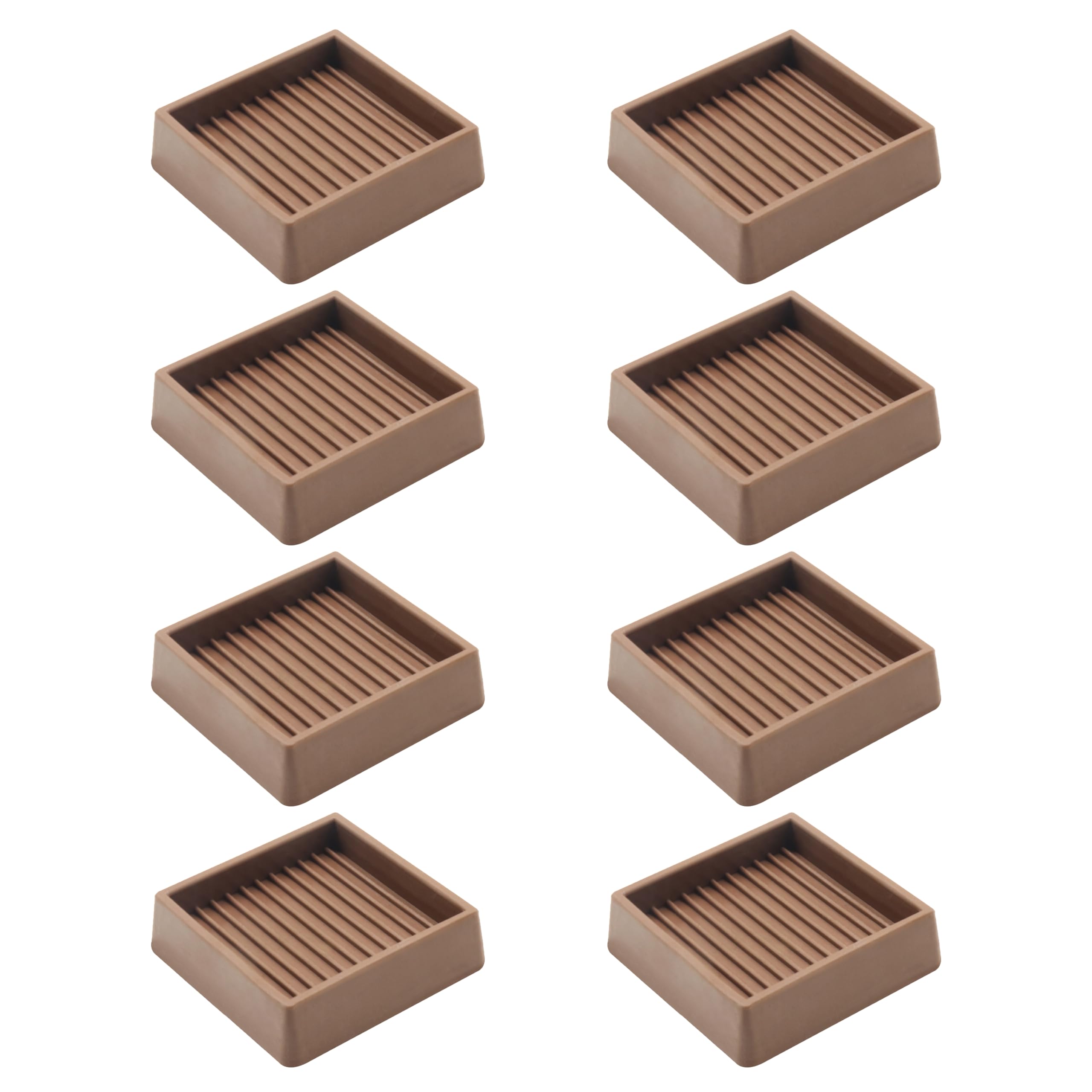 2X2 Rubber Caster Cups, Non Slip Furniture Pads, Anti-Slip Gripper, Anti Skid Furniture Feet, Anti Slide Floor Protector for Bed Couch Table Chair Stoppers - 8 Pack, Brown