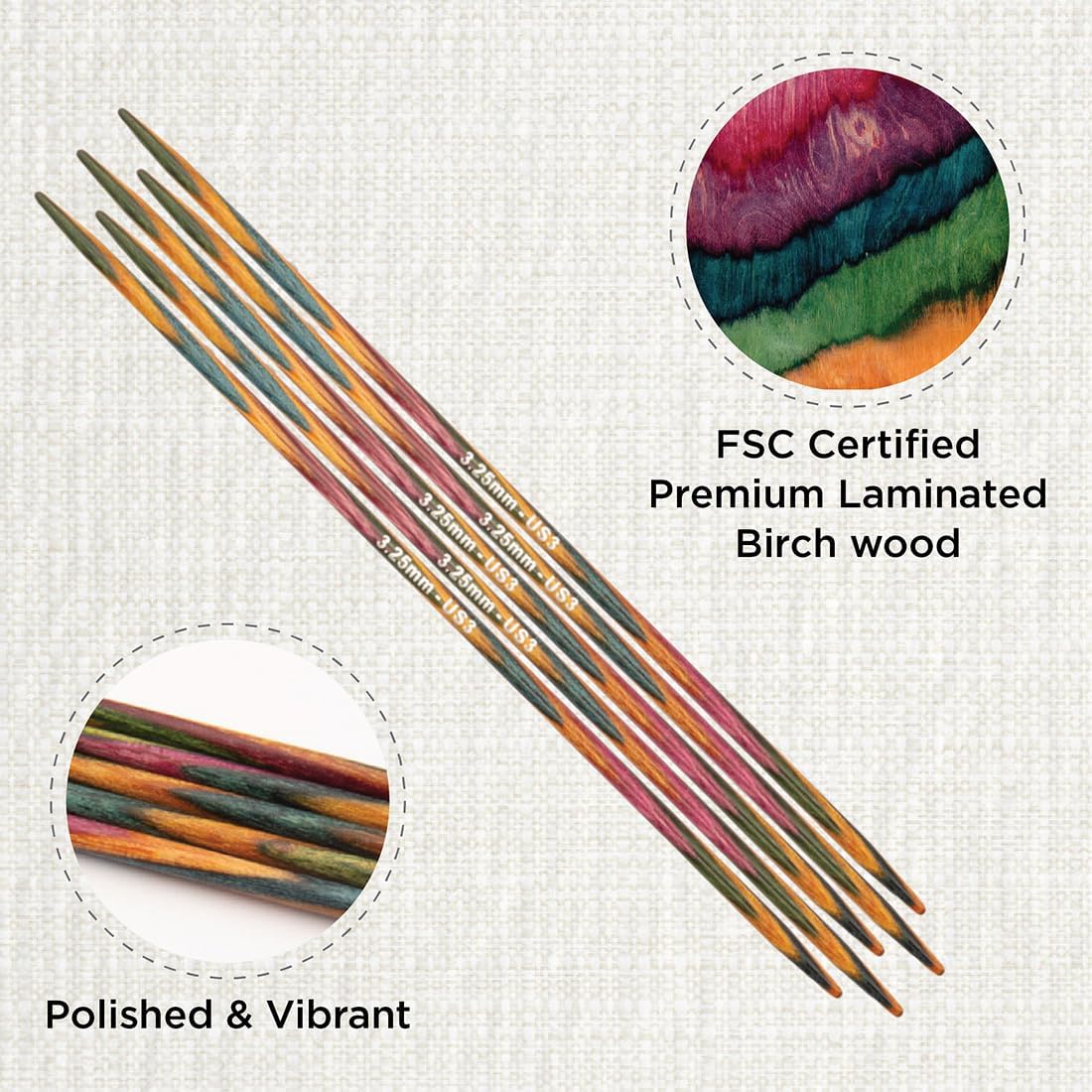 KNITPRO Symfonie Double Pointed Needles 4" (10cm) | 3.25mm