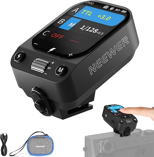 Miniatura 10 de NEEWER QPRO-N TTL Disparador de flash inalámbrico mejorado Compatible con Nikon 1/8000s HSS Diseño de pantalla grande inclinada 5 grupos 9 funciones