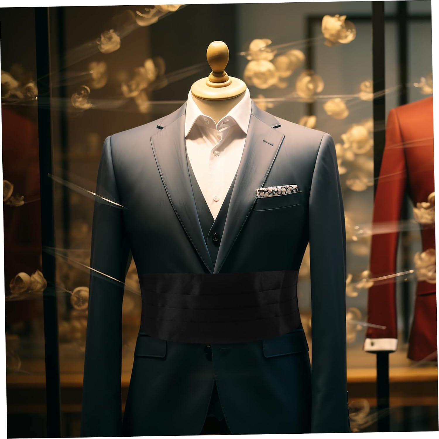 Holibanna Solid Color Cummerbund for Formal Occasion Black Cloth
