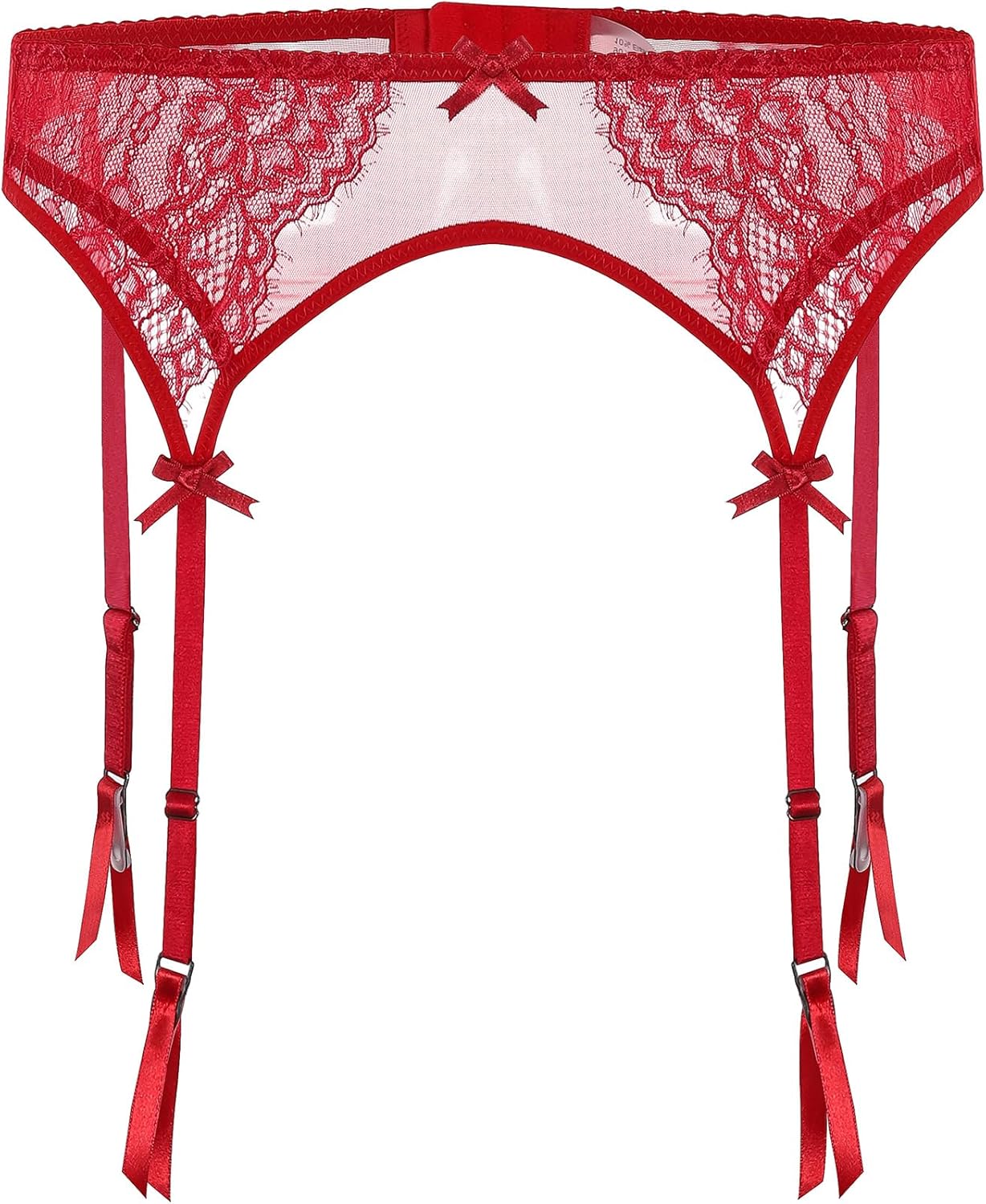 Lace Garter Belt with Metal Clips, Black Mesh Suspender Belt for Thigh Highs, 4 Straps - Image 3