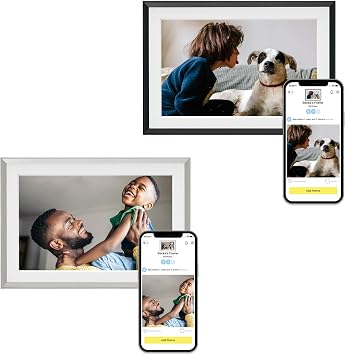 Aura Carver 10.1" WiFi Digital Picture Frame | The Best Digital Frame for Gifting | Send Photos from Your Phone | Quick, Easy Setup in Aura App | Free Unlimited Storage | Gravel with White Mat