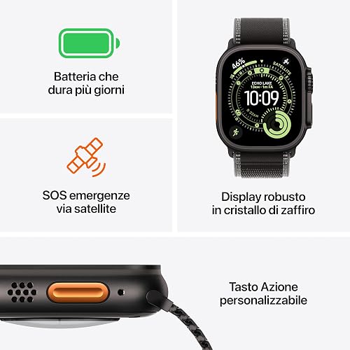 Apple Watch Ultra 3 GPS + Cellular, Cassa 49 mm in titanio nero con Cinturino Ocean nero - 2