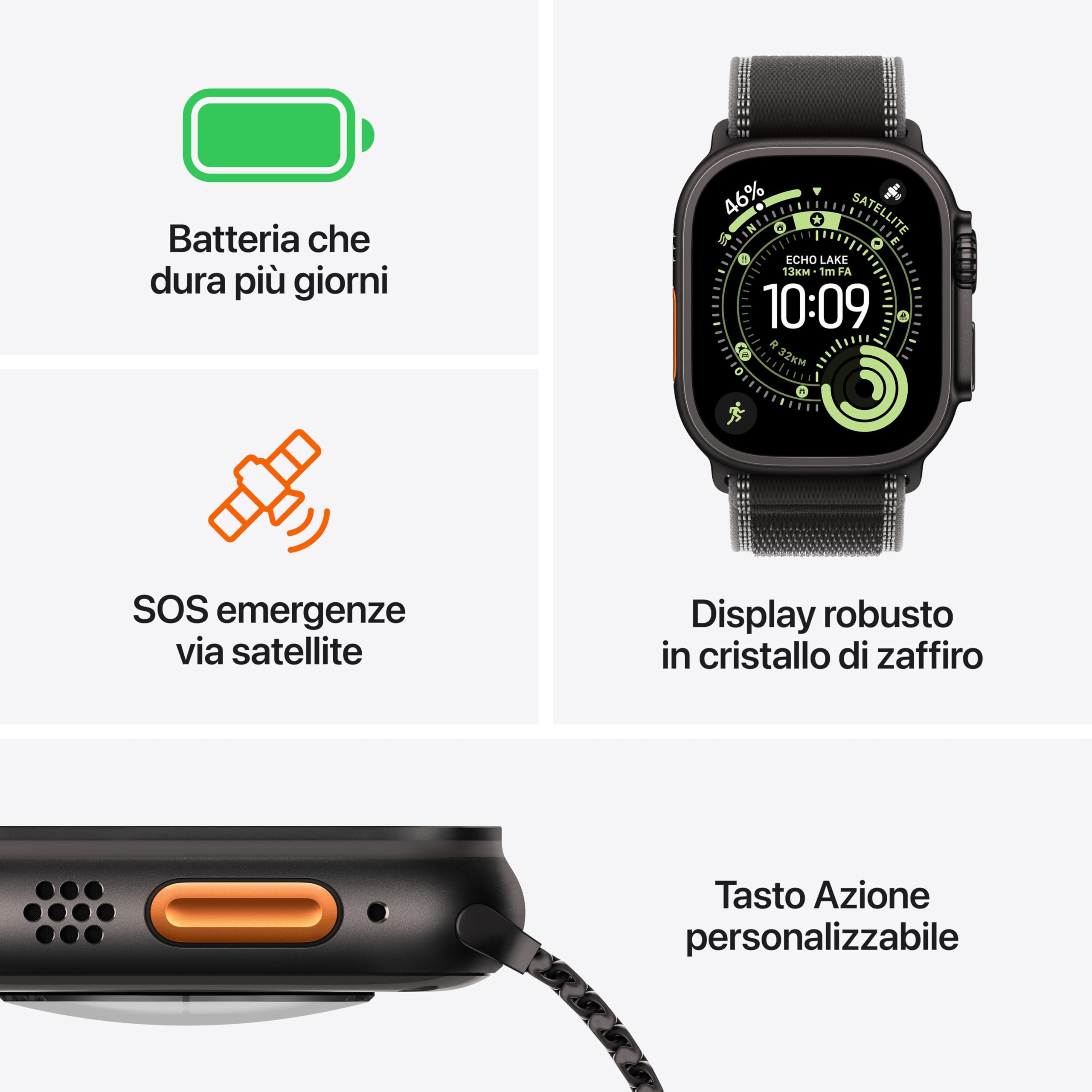Apple Watch Ultra 3 GPS + Cellular, Cassa 49 mm in titanio nero con Cinturino Ocean nero