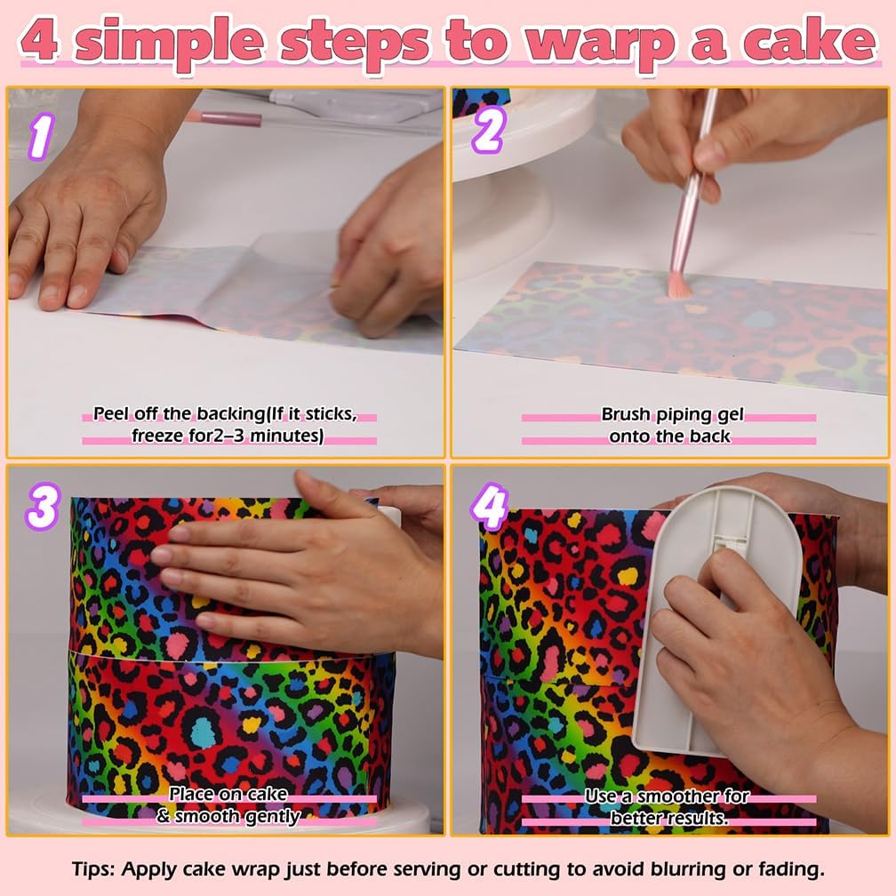Custom Edible Image Cake Wrap Topper – 6 Photos (16:9), 10.2in L × 3in H
