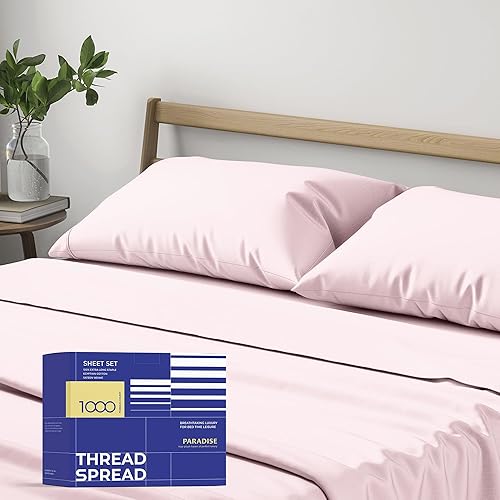Vista 86 de THREAD SPREAD Juego de sábanas 100% algodón egipcio, tamaño King, 1000 hilos, tamaño King, algodón egipcio, 6 piezas (plateado), bolsillo profundo