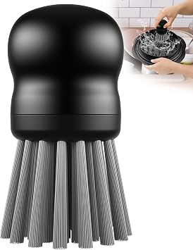 Mini Dish Brush for Cleaning Chicken Shredder, Palm Brush Dish Scrubber with Ergonomic Grip, Kitchen Brush for Washing Dishes, Pans, Pots, Sink 1, Black