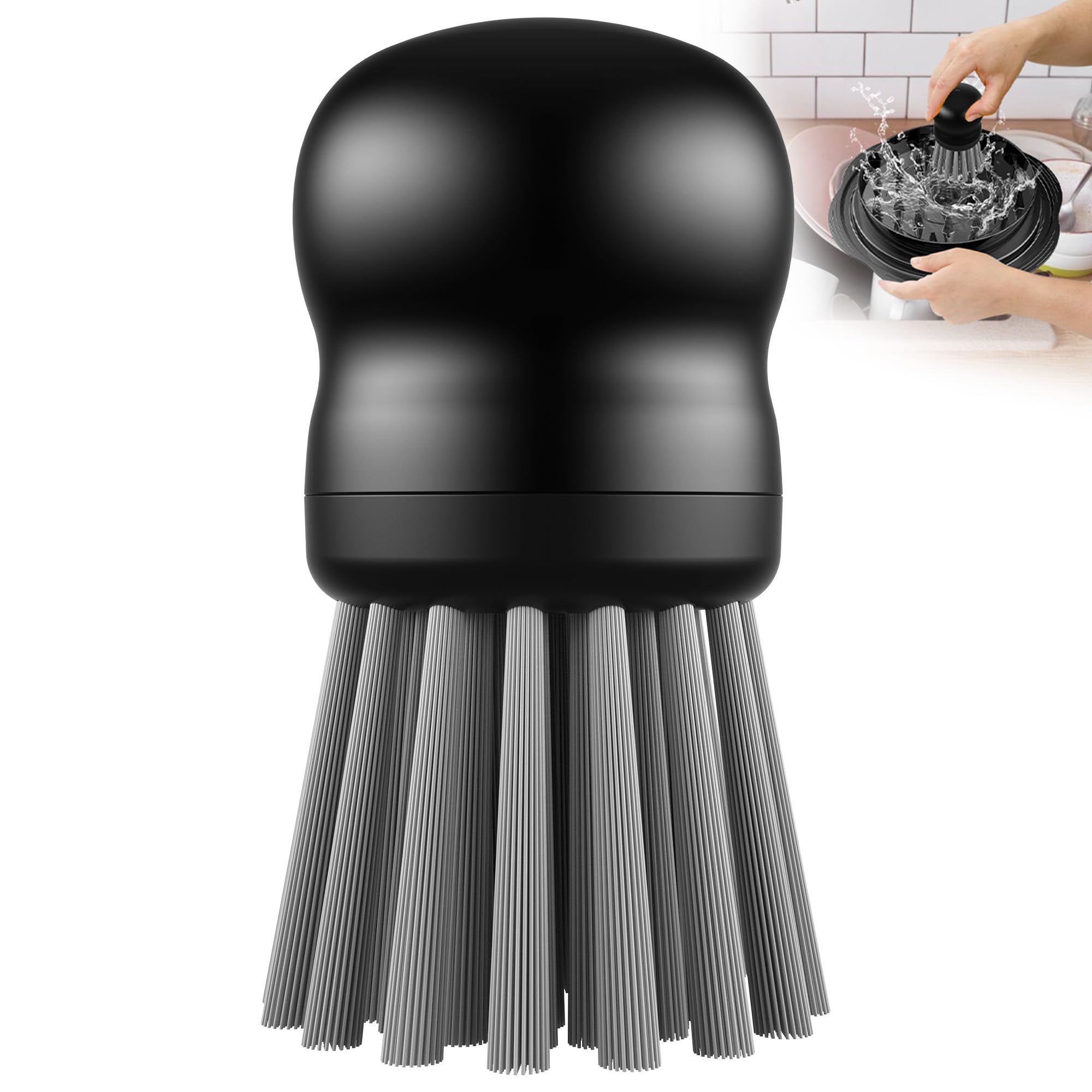 Mini Dish Brush for Cleaning Chicken Shredder, Palm Brush Dish Scrubber with Ergonomic Grip, Kitchen Brush for Washing Dishes, Pans, Pots, Sink (1,