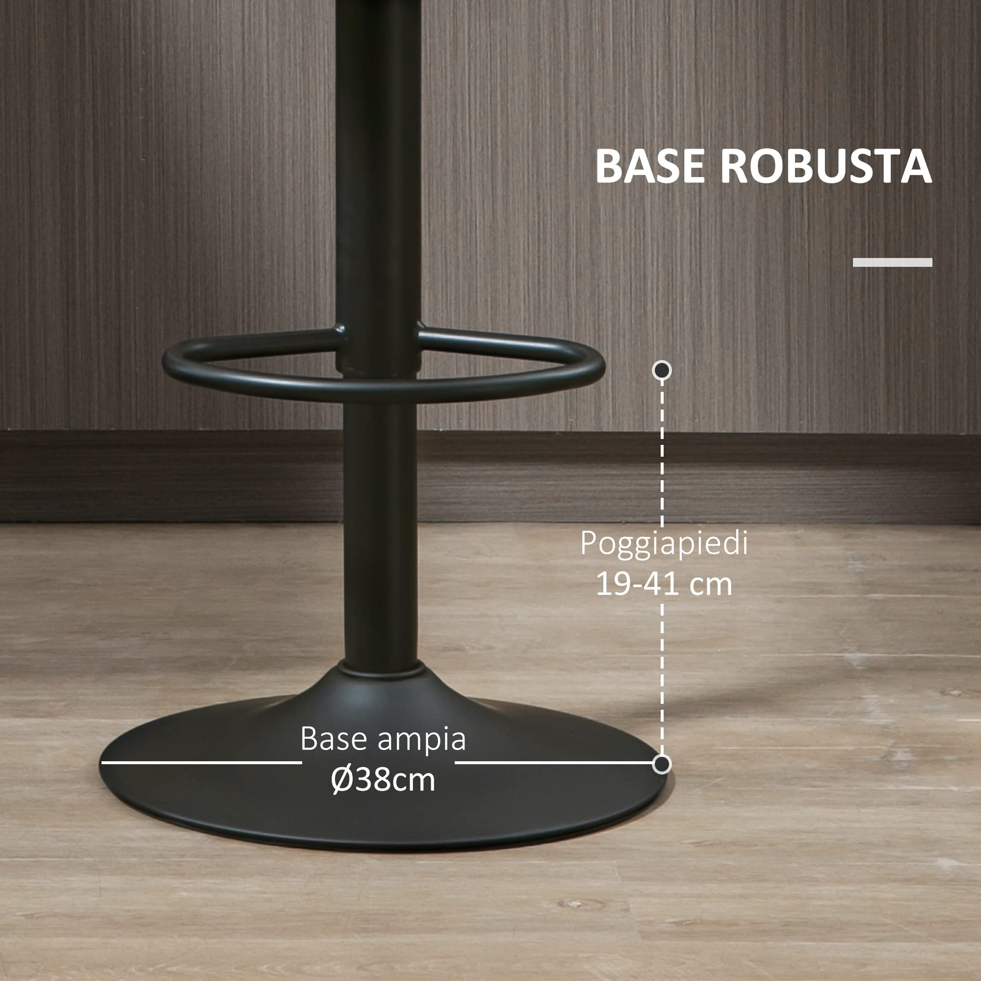 HOMCOM Set di 2 Sgabelli da Bar con Poggiapiedi, 35x36x64-85cm Marrone