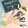 DUcare Set de 18 brochas de maquillaje con esponjas y bolsa cosmética | Kit de brochas para polvo, base, contorno, rubor, corrector, sombras, difuminado y delineador, sintéticas 3