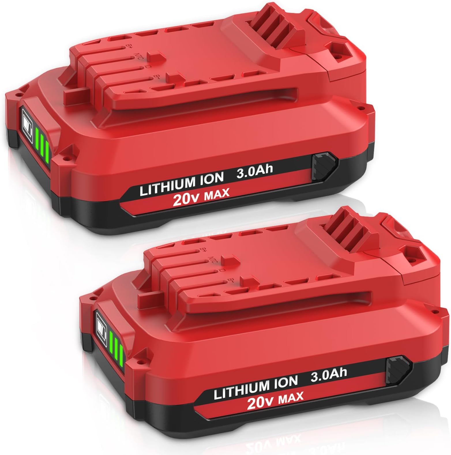 2 Pack 20V 3000mAh Replacement for Craftsman V20 Lithium Ion Battery, Compatible with Craftsman 20 Volt Battery 3.0Ah MAX CMCB205 CMCB204 CMCB206 CMCB202 CMCB201 20 Volt Cordless Power Tools (Red)