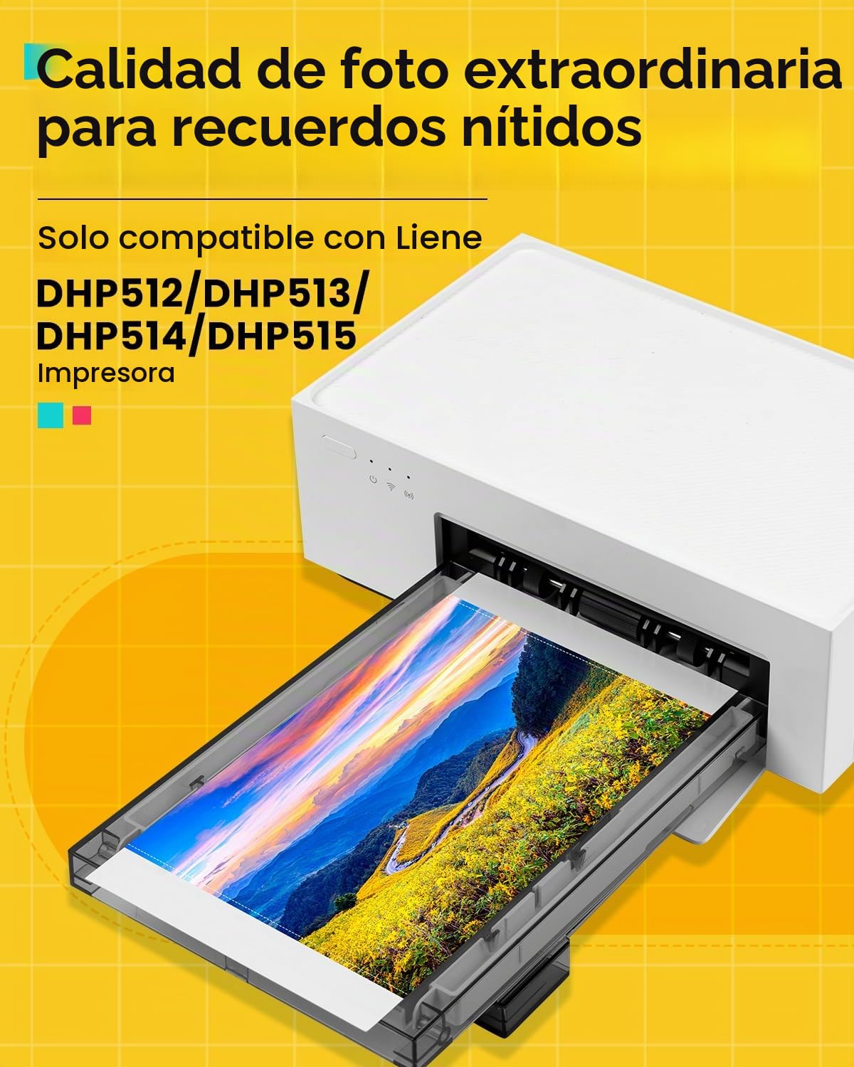 Compatible con Liene Amber M100/M200/M110/M210 2 Cartuchos de Tinta 10x15cm | Imprimir 80 hojas Papel Fotográfico 10x15cm(4"x6") para Impresora de Sublimación Térmica, Antioxidant(sin Papel fotográfico)