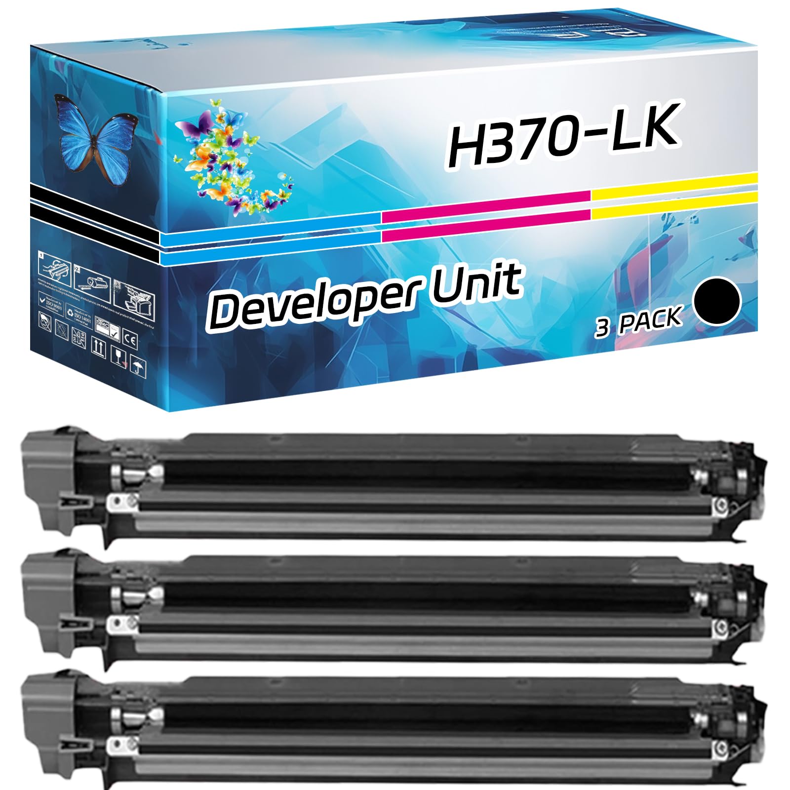 TONERC H370-LK Developer Unit Compatible for Toshiba E Studio 2000AC 2010AC 2500AC 2510AC Printers, High Yield 70000 Pages, with Chip High-Definition Printing (3 Pack Black)