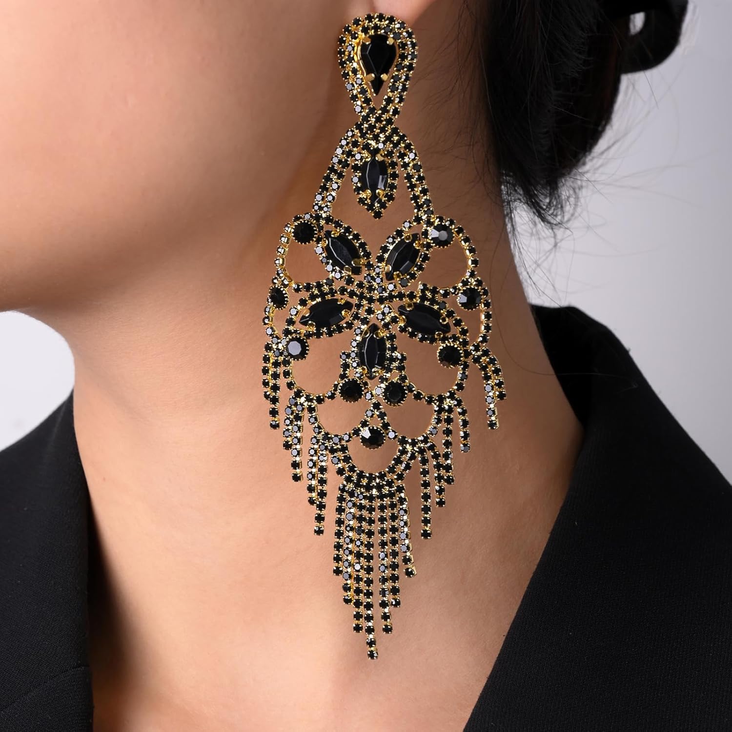 Tassel Dangle Earrings For Women Rhinestone Statement Chandelier Earrings For Women Prom Jewelry Accessories - Image 7