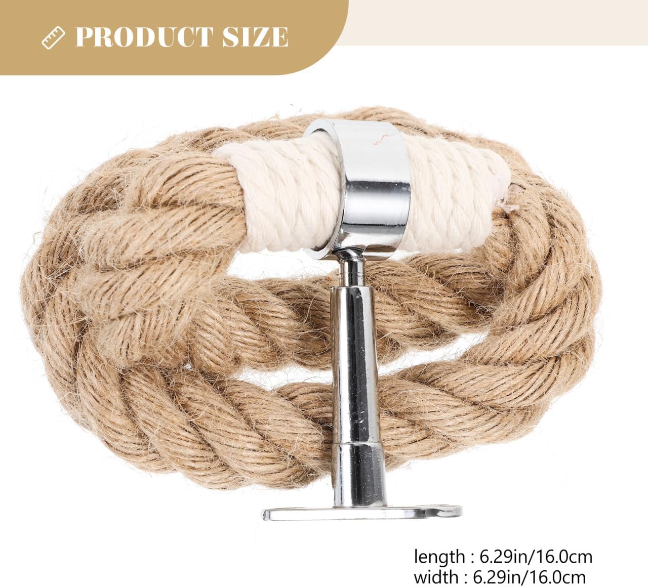 Home Decor Wall Mounted Towel Ring Jute Rope Toilet Paper Holder Rustic Towel Rack Hand Towel Hanger Farmhouse Hand Towel Holder for Bathroom Kitchen Bathroom Decor (Pack of 2)