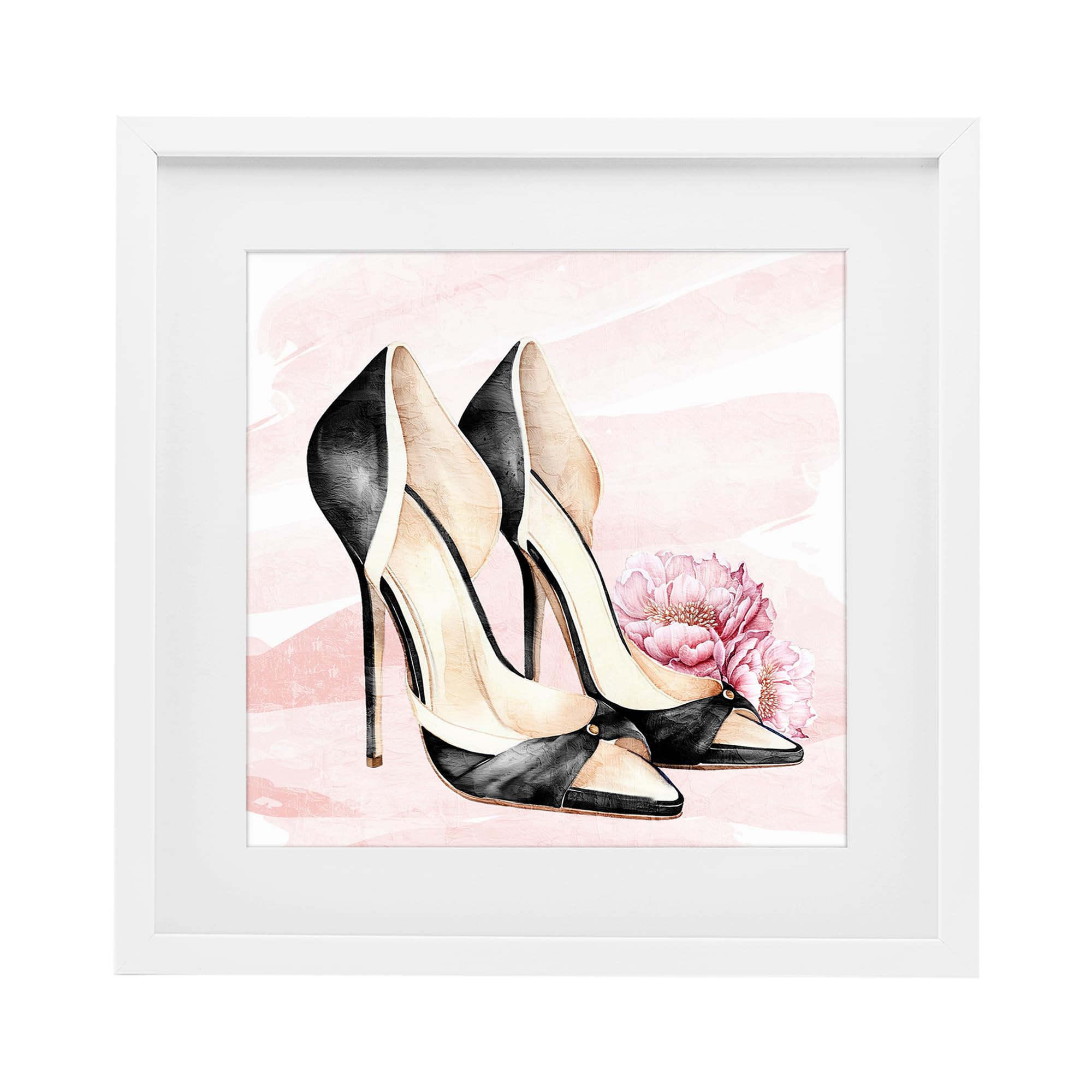 Stupell Industries Coastal White (Textured) 'Glam Time Heels'| Framed Print Under Glass