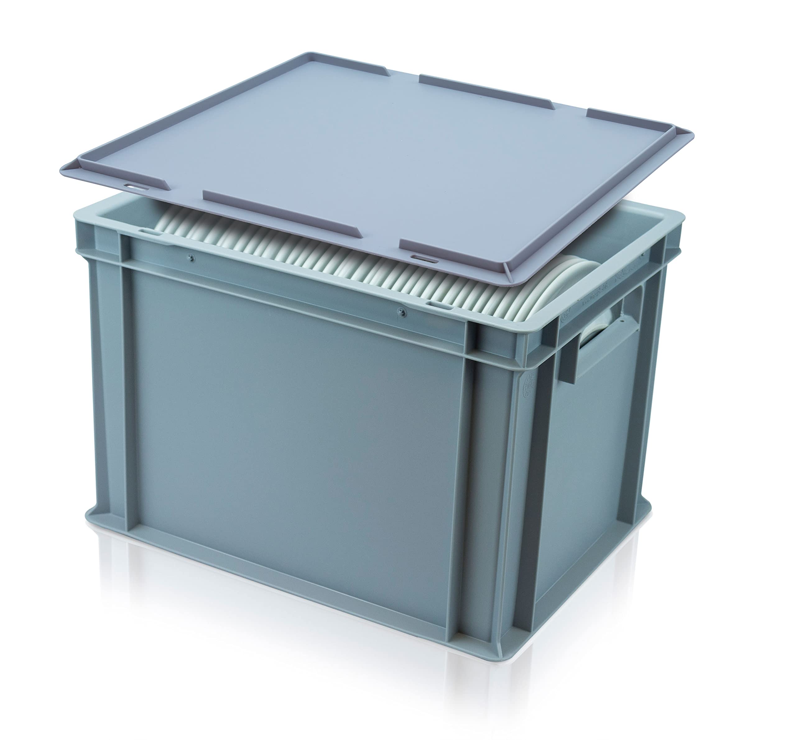 Catering Plate Storage Box | Small Dinner Plate Box with Lid | Approx. Capacity: 35 Plates | Lid Included (Plate Size: 221-250mm)