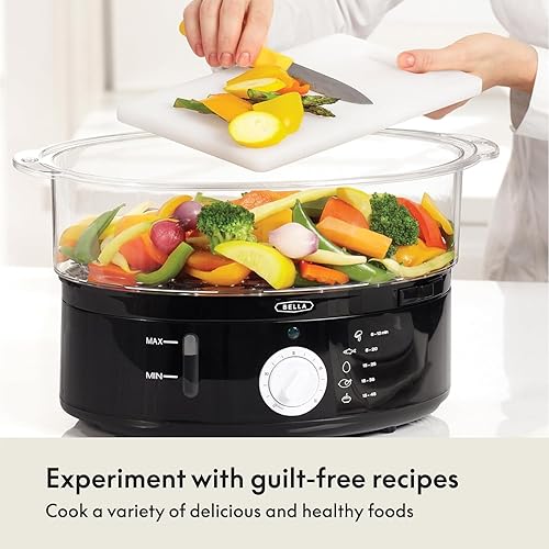 Miniatura 6 de BELLA - Vaporizador de alimentos de dos niveles saludable y rápida cocción simultánea canastas apilables para verduras o carnes bandeja de