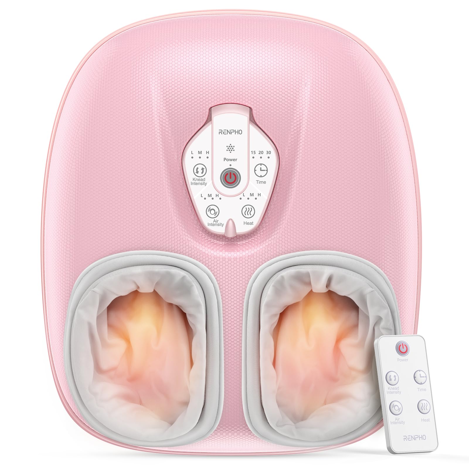 RENPHO Foot Massager Machine with Heat [2026 Upgraded], Birthday Gifts for Women Men Mom Dad, Shiatsu Foot Massager for Plantar Fasciitis, Cordless Control, Self Care Relaxation Gifts, Pink