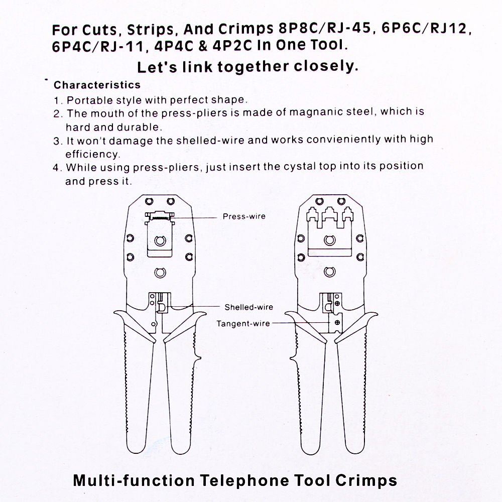 3-in-1 RJ11/RJ12/RJ45 4P4 C red LAN Cable crimpadora MODULAR crimpadora alicates herramienta