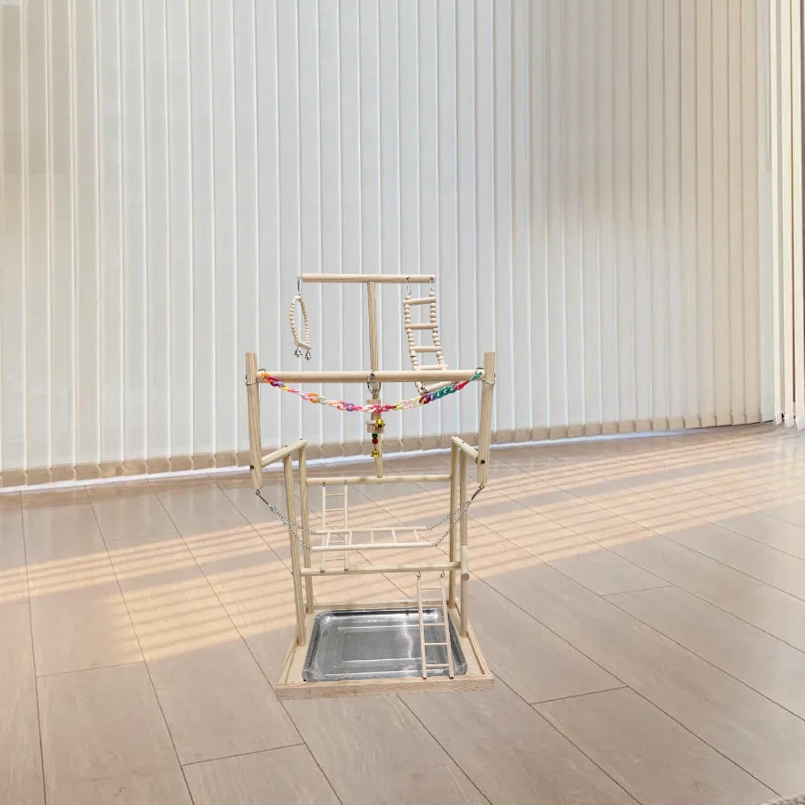 KESOTO Parque Infantil para Pájaros Y Loros, Perca de Madera, Parque Infantil para Gimnasio, Puesto de Juegos para Periquitos Pequeños, 18.9x13.19x37.2inch
