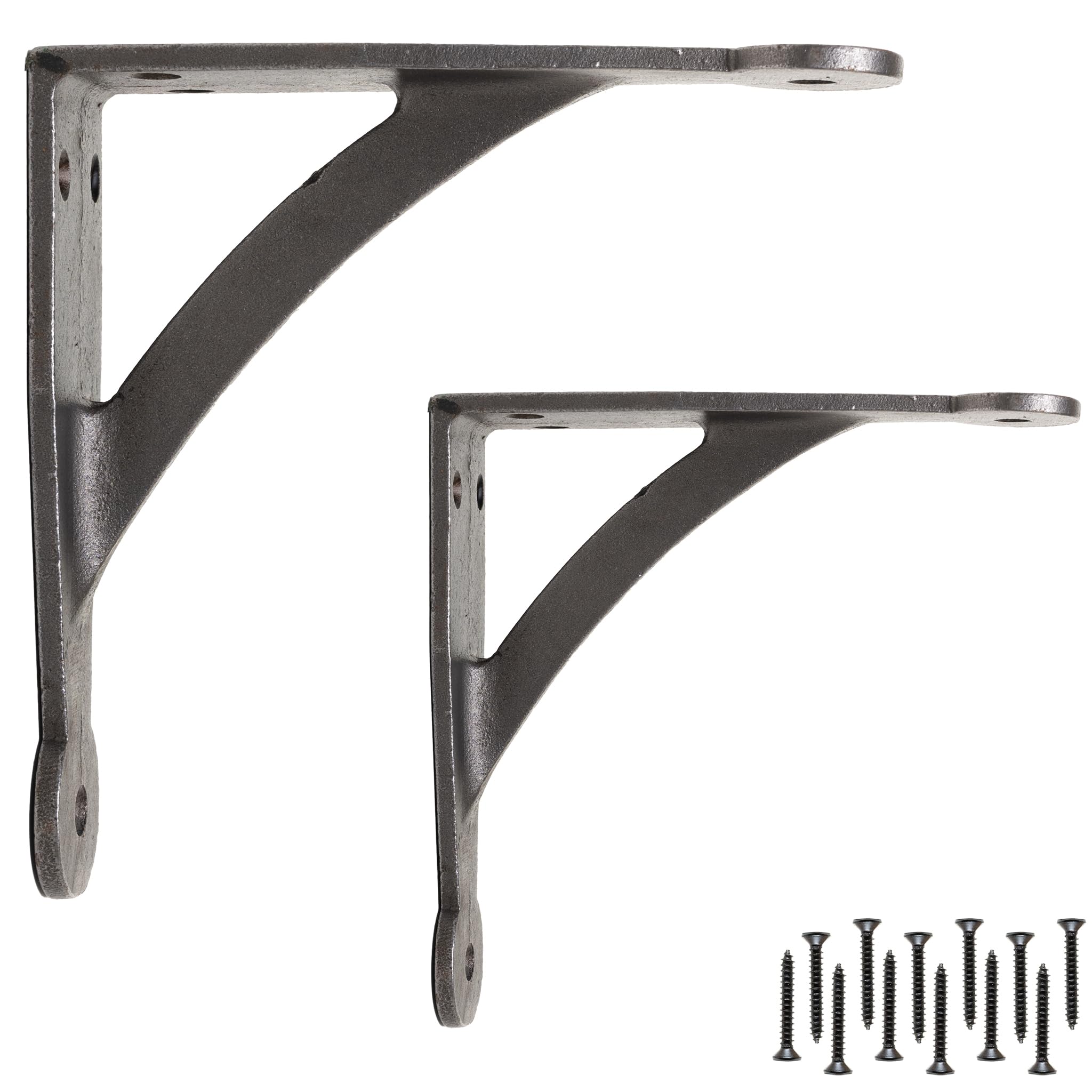 Eduwurxs Antique Iron Finish Industrial Cast Iron Penny Gallow Shelving Brackets Pack Of 2 5X5 Heavy Duty Wall Brackets For Shelves, Kitchen Shelves, Living Room, Additional