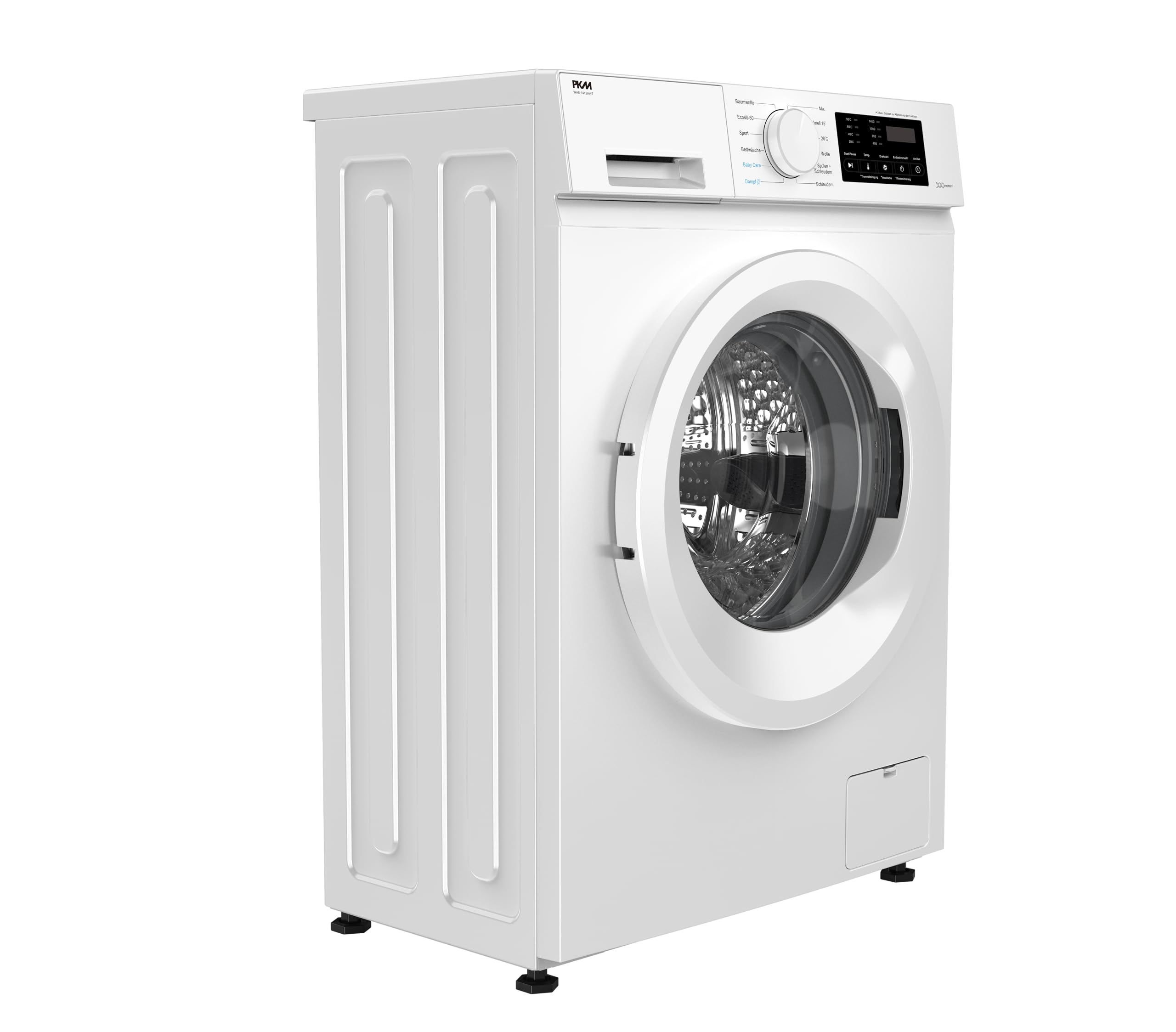 PKM WA8-1412AWT Waschmaschine | Weiß | Fassungsvermögen 8kg | 12 Programme |Inverter Motor | AquaStop | Steam Funktion | Energieeffizienzklasse A
