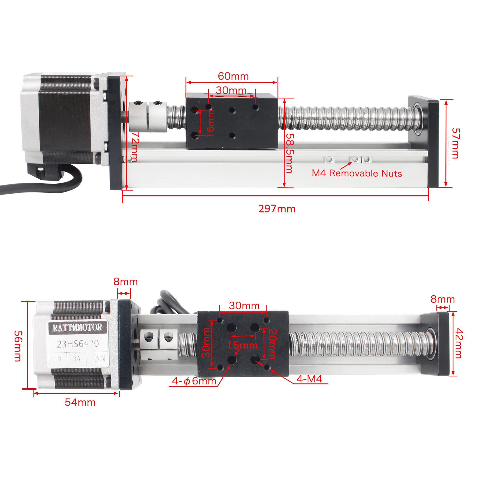 Attuatore lineare per palco da viaggio con binari lineari quadrati + vite a sfera CBX1605 1605 vite a sfera motorizzata XY XYZ tavolo lineare con motore passo NEMA23 per fresatrice CNC fai da te