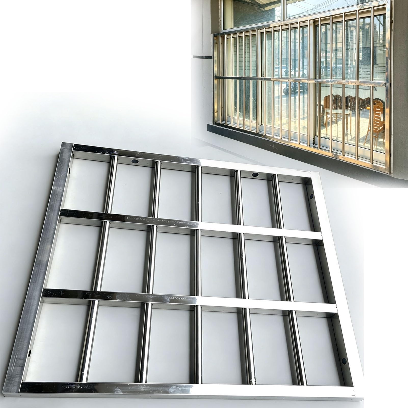 Inferriate per Finestre Griglie Sicurezza Larghe Finestre Seminterrato | 60 80 100 120 150 180 200 Cm Barre Di Sicurezza Antiscalata Antifurto Per Porta, Griglia(W95xH95cm/38x38in)