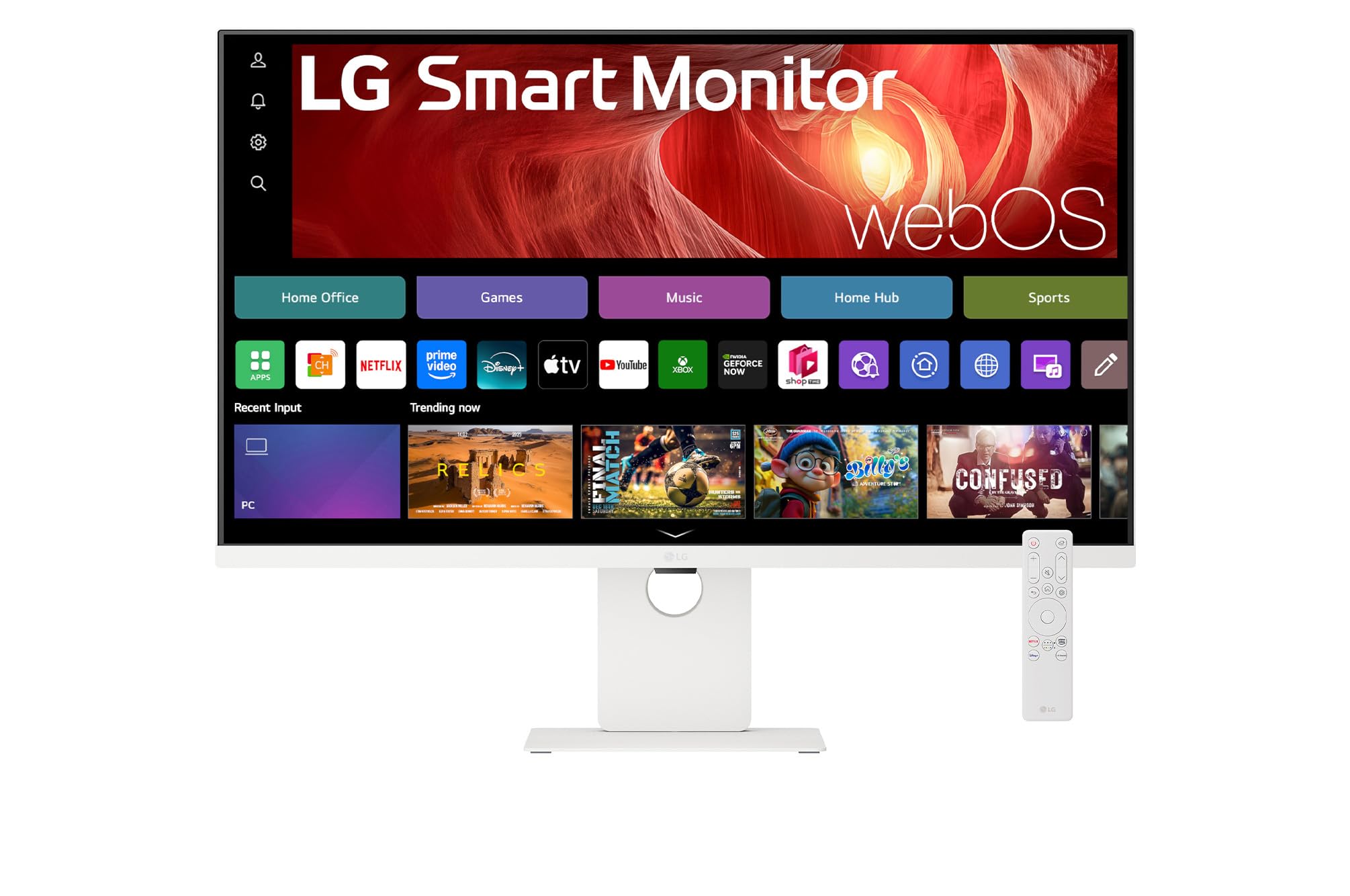 LG SMART Monitor 37U730SA-W, 4K UHD IPS 37 inch, 60Hz, 5ms GtG, HDR10, Wi-Fi, Bluetooth, Home office - Remote Desktop, Airplay, webOS smart apps with remote, Speakers, HDMI, USB-C, White