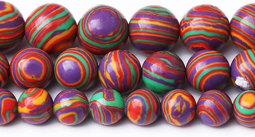 Miniatura 2 de 36 cuentas coloridas de malaquita de 0.394 in, cuentas redondas sueltas naturales para hacer joyas de 15 pulgadas