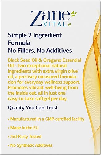 Miniatura 3 de Zane Vital, aceite de orégano y aceite de semilla negra, con carvacrol y timoquinona, suplemento dietético para el bienestar inmunológico y