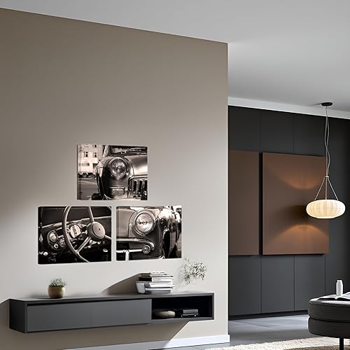 Miniatura 4 de Nachic Wall 3 piezas de imágenes retro sepia clásicas de automóvil americano, impresión en lienzo vintage para volante de coche antiguo, póster de