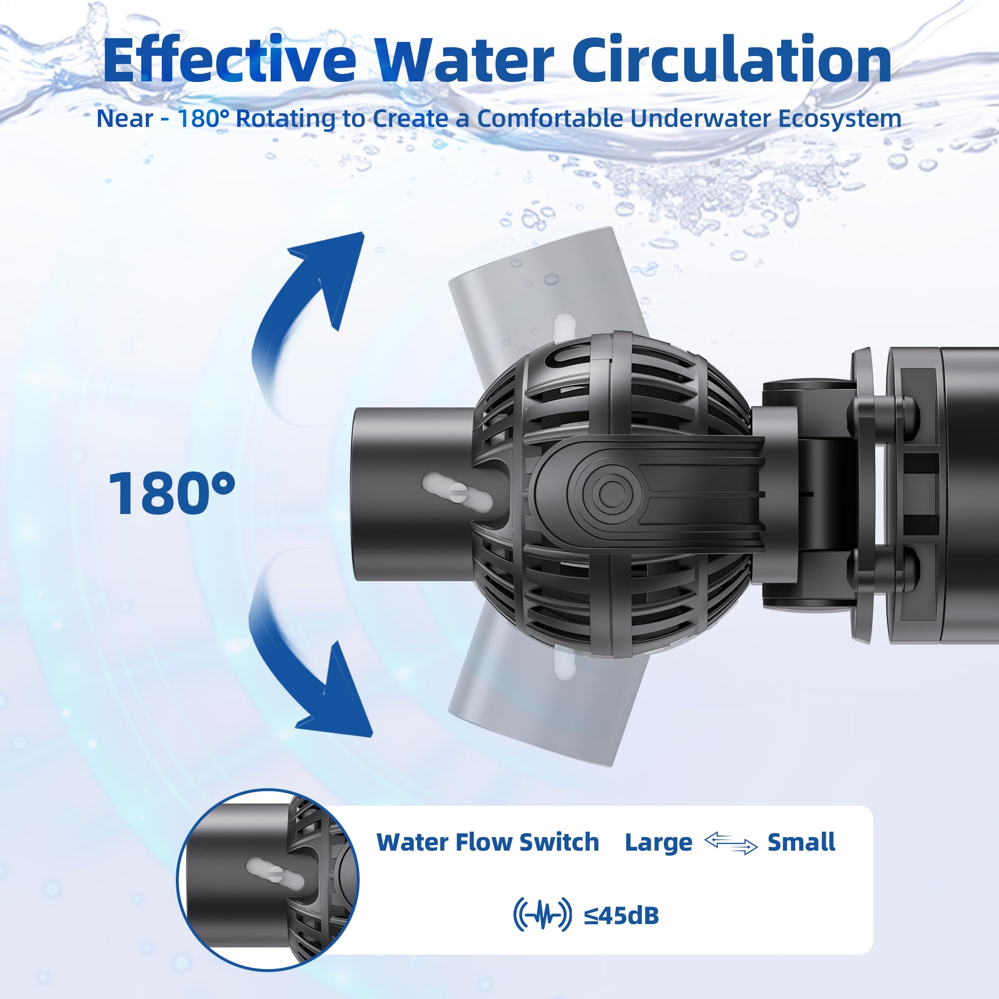 Aysoner Pompa Wave Maker per acquario: 55/75/125Gallon Magnetic Fish Tank Powerhead per acqua salata d'acqua dolce 1600GPH 8W Pompa regolabile per pesci