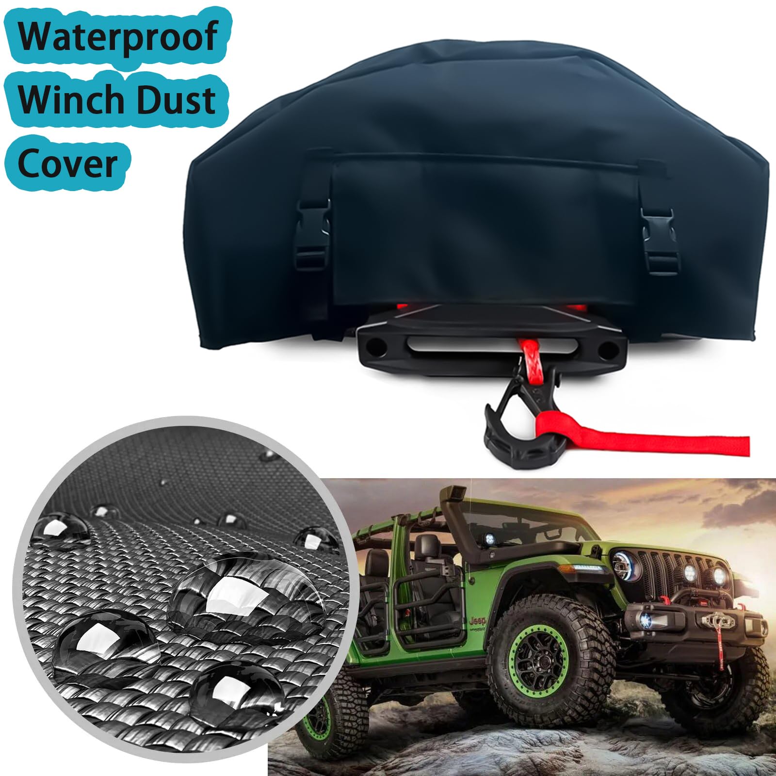 Housse de protection pour treuil robuste 900D imperméable aux UV - Accessoires de treuil intérieur/extérieur - Résistante aux intempéries et à la poussière - Pour treuils électriques jusqu'à 3,6 à 7,9