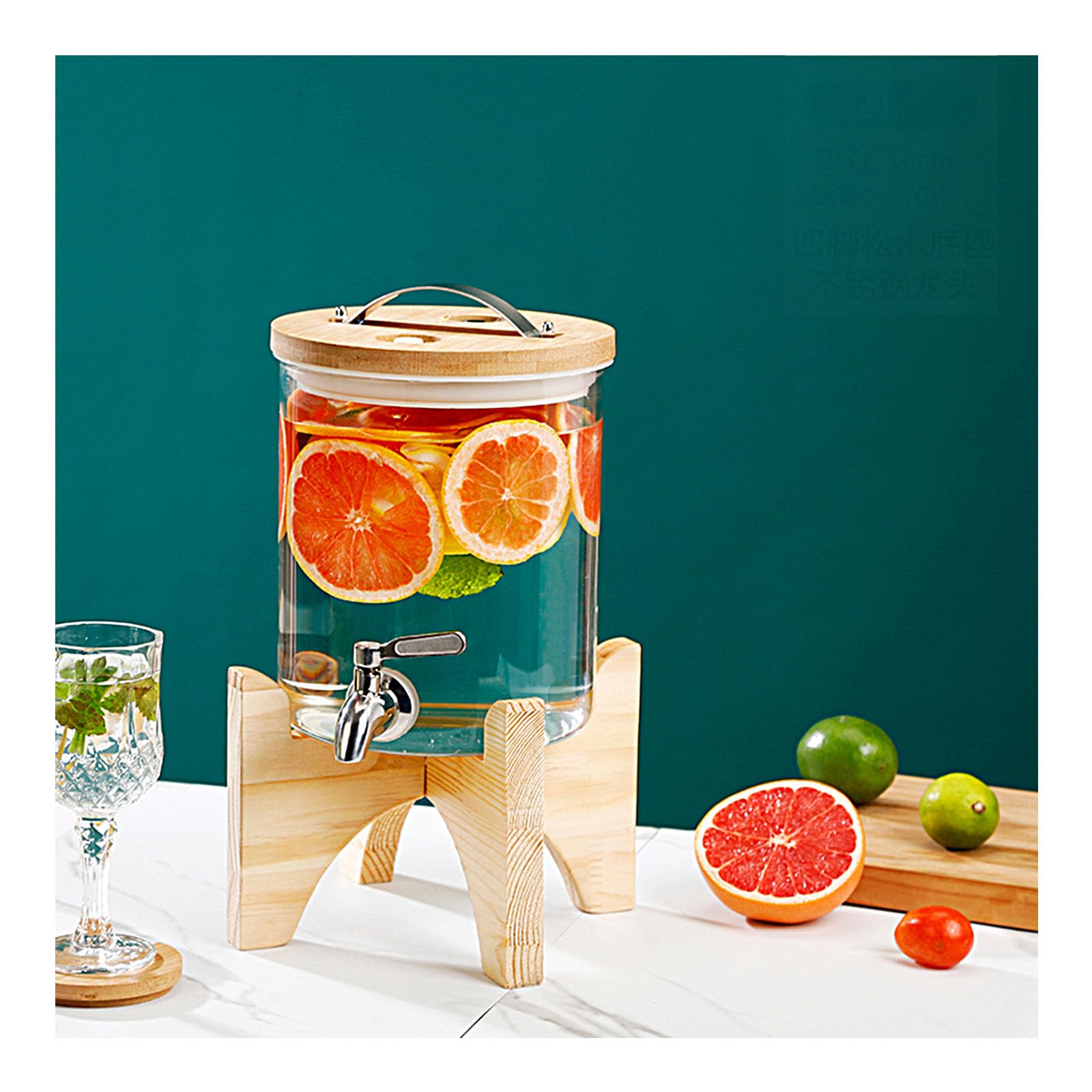 スタンド付きガラス製ドリンクジャグ/蛇口/ドリンクサーバー ドリンクサーバー3L スタンド付 ガラス 蛇口付き 6個セット
