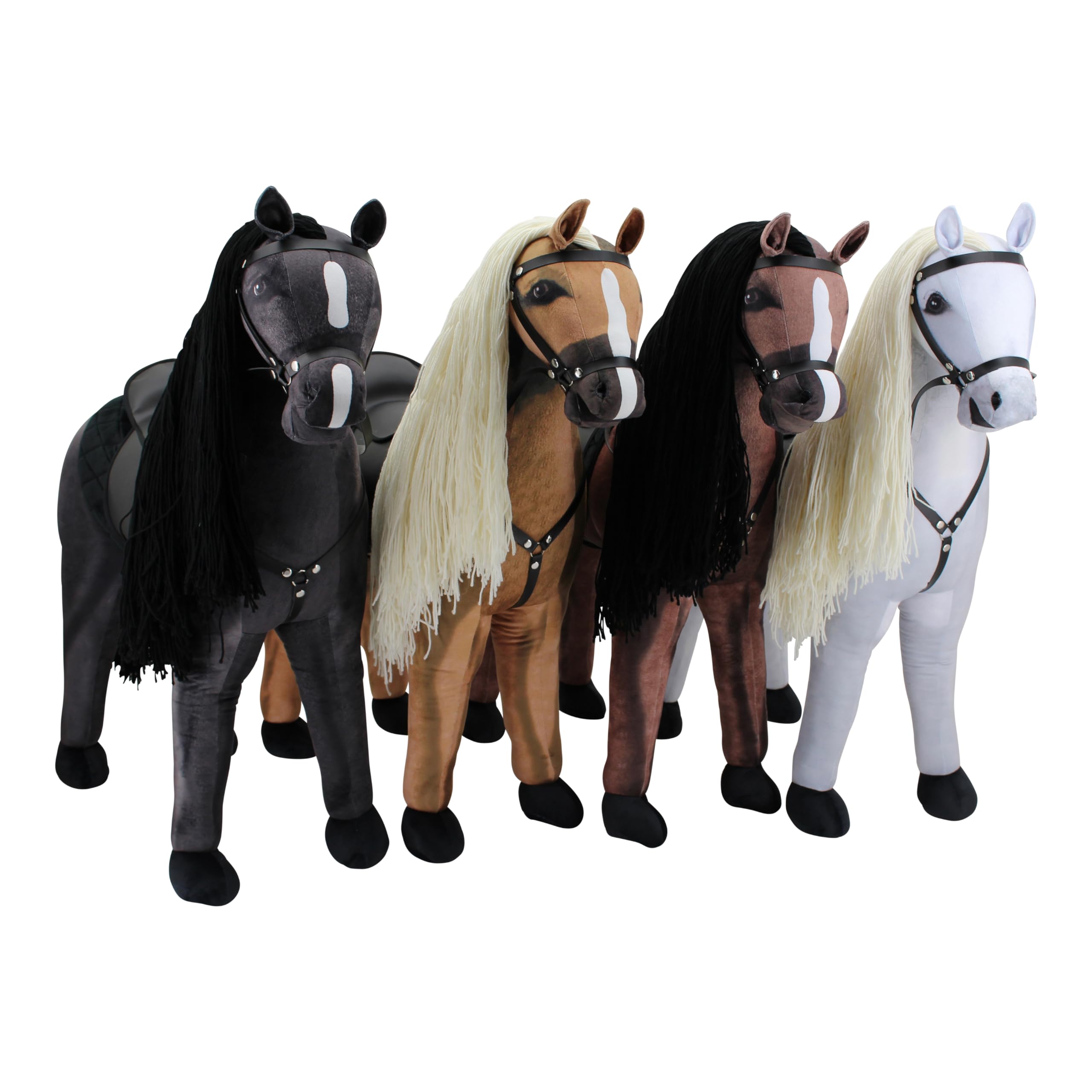 Sweety Toys Stehpferd zum Reiten- Plüschpferd Reittier Keine Montage erforderlich (Dunkelbraun)