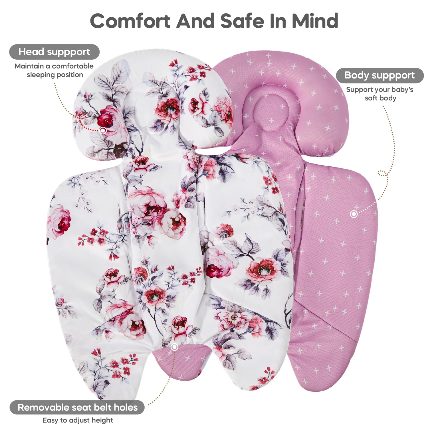 Infant Insert Compatible with 4moms Mamaroo & Graco Swing and Infant Car Seat, Stroller, Other Baby Swing, Rocker, Bouncer, Bassinet Newborn Insert Head & Body Support Cushion, Reversible Design
